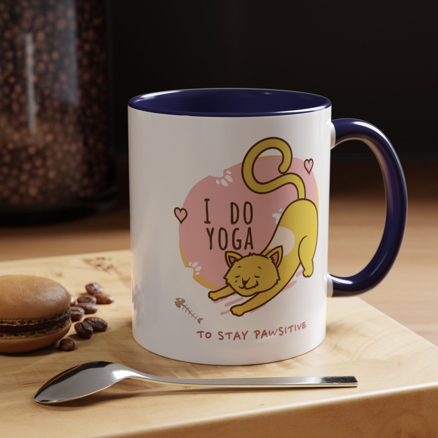 Pawsitive Vibes Coffee Mug - For Cat Lovers, Yoga Enthusiasts, Gift for Friends, Home Decor, Fun Kitchenware
