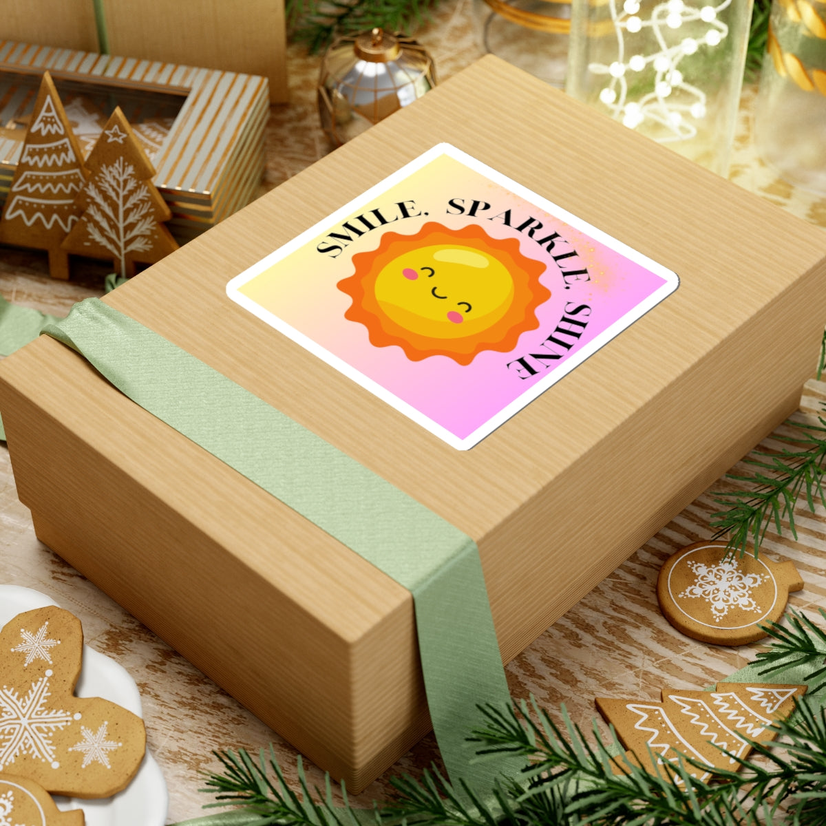 Smile Sparkle Shine Kiss-Cut Stickers - Cute Sun Design for Cheerful Personalization