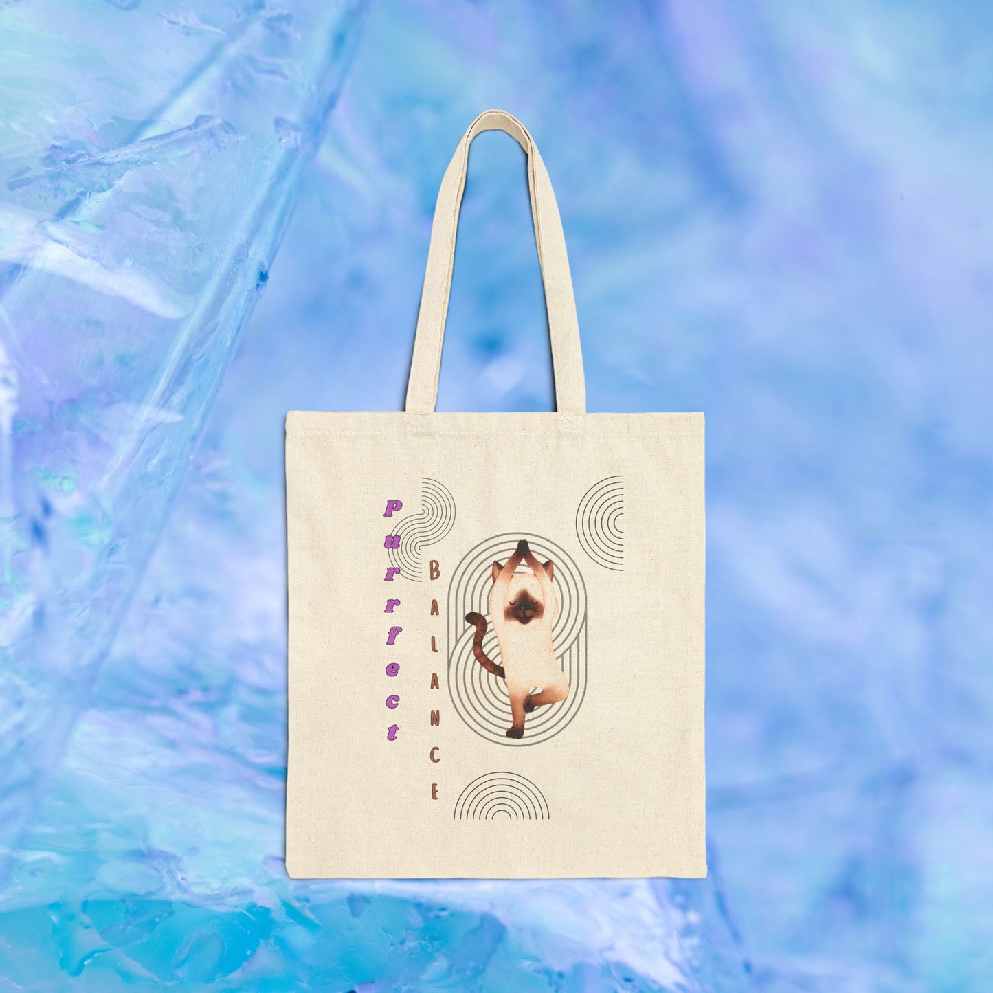 Stylish Cotton Canvas Tote Bag, "Purrfect Perfect" Yoga Cat Design, Perfect for Shopping, Beach Trips, Gifts, Eco-Friendly Living, and More!