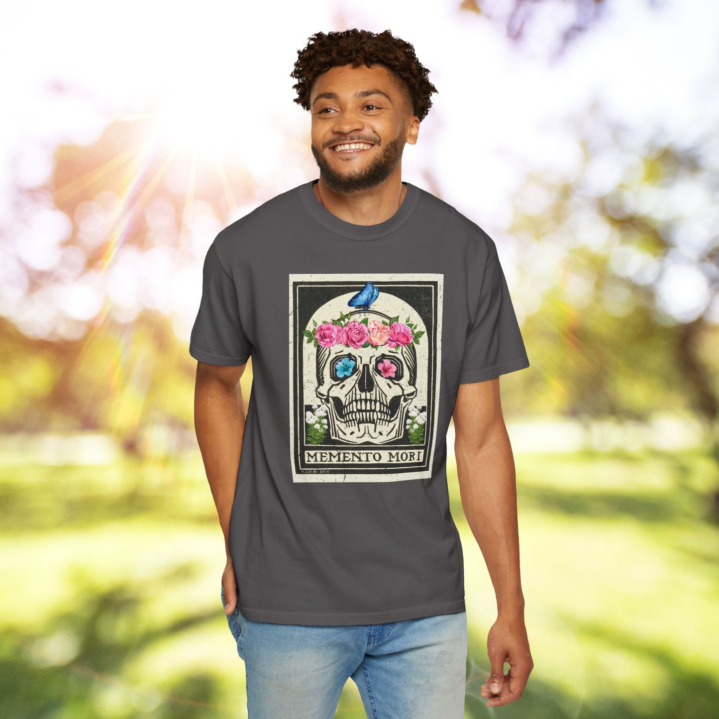 Memento Mori T-Shirt, Floral Skull Tee, Unisex Graphic Shirt, Vintage Aesthetic Apparel, Perfect for Halloween & Celebrations