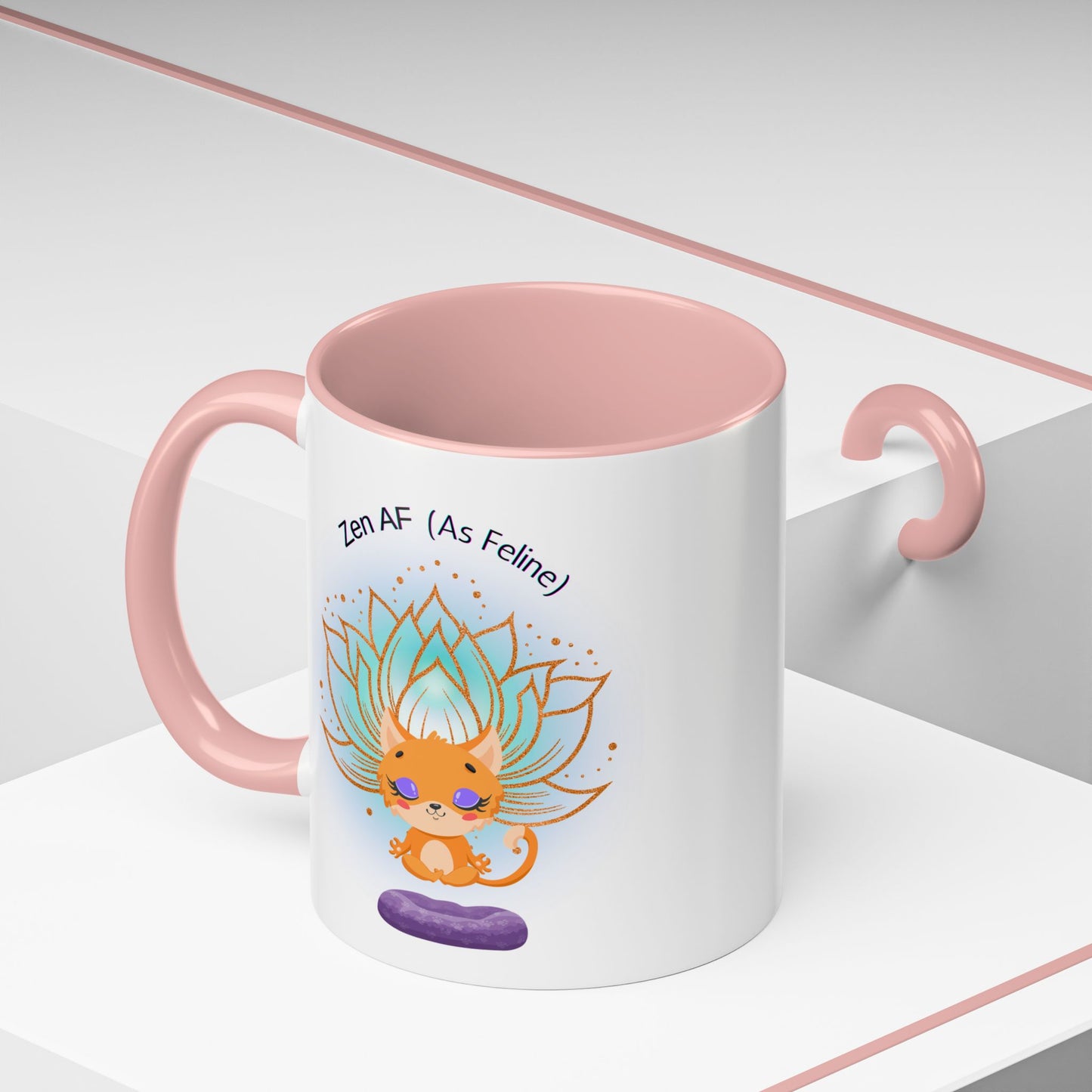 Zen AF (As Feline) Coffee Mug - Cute Cat Mug, Relaxation Gift for Cat Lovers, Tea Lover Gift, Yoga Mug, Pet Themed Mug