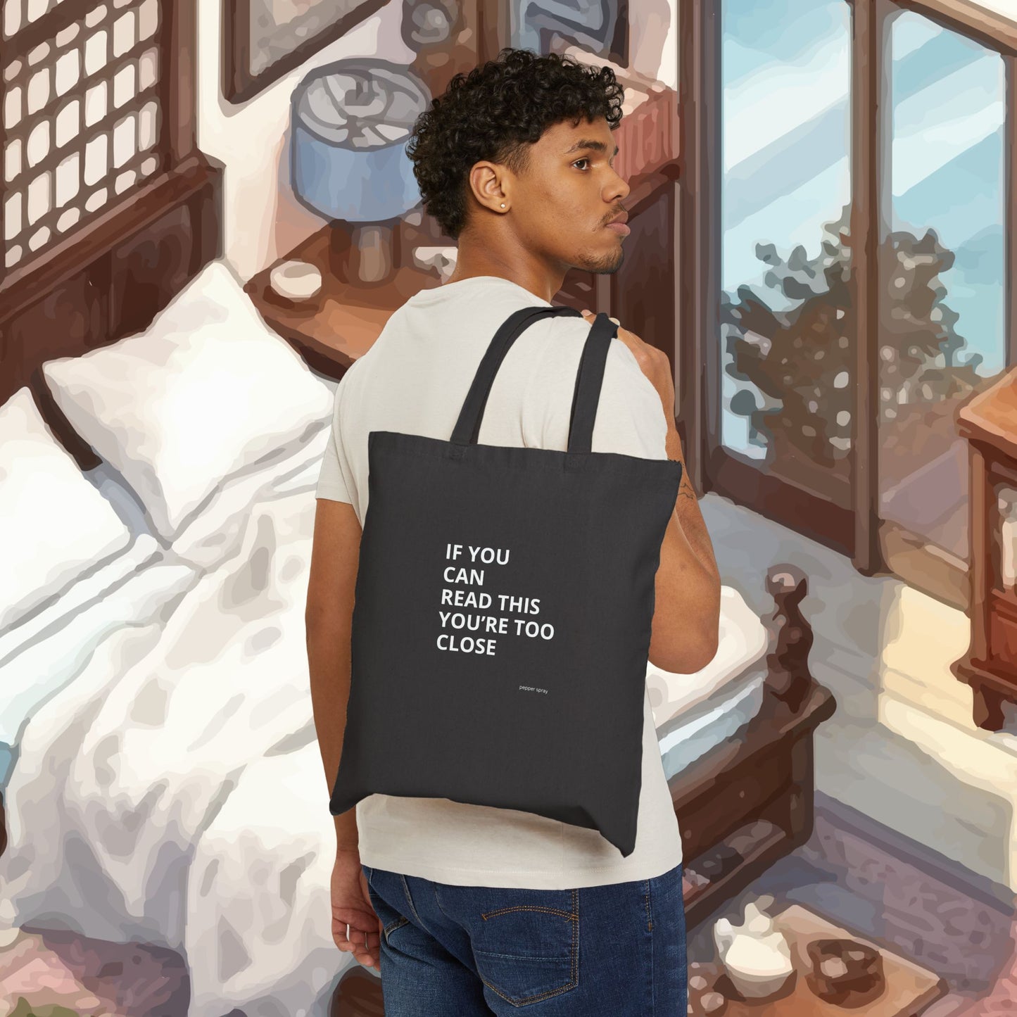 If You Can Read This...... Back Up, Sarcastic, Minimalist, Bold Cotton Canvas Tote Bag - Funny Quote Bag for Shopping, Beach, Gifts, Eco-Friendly and Everyday Use, Perfect for Friends or Family
