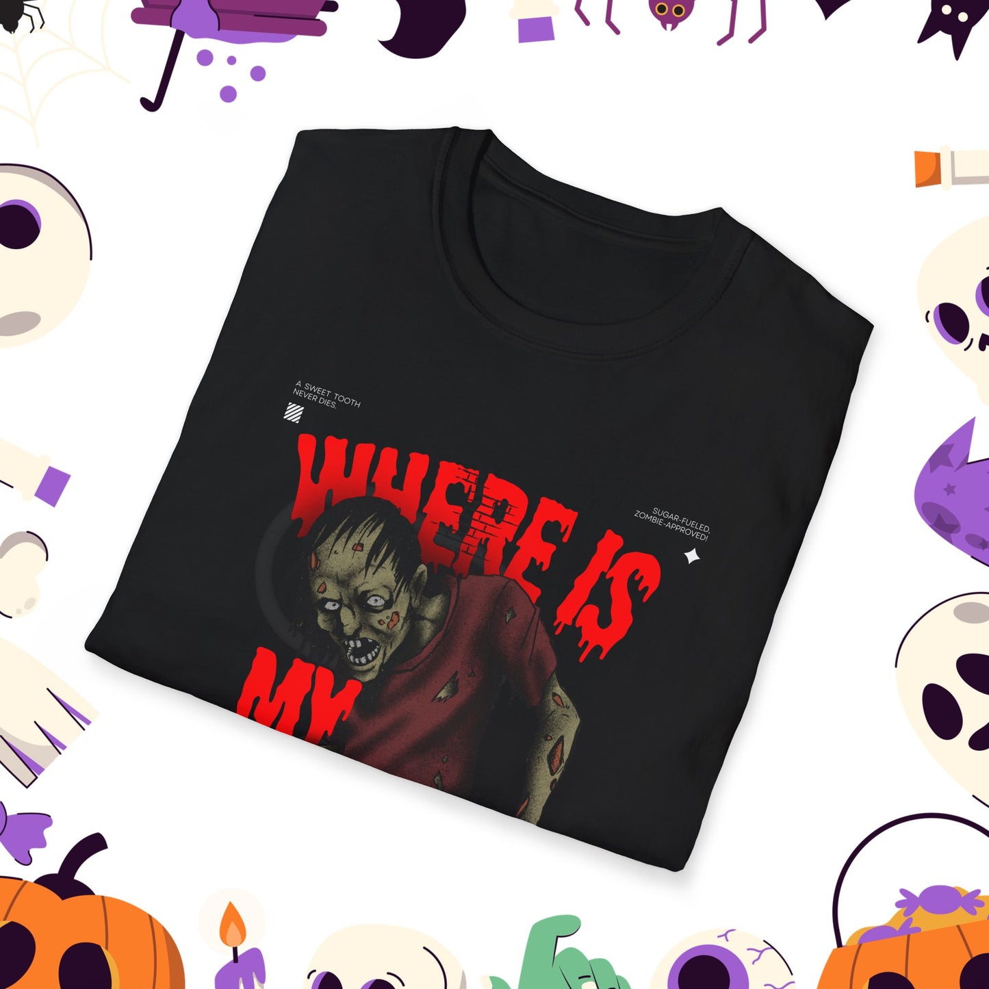 Where Is My Candy Halloween T-Shirt, Graphic Tee, Unisex Softstyle T-Shirt, Halloween Costume, Trick or Treat Shirt, Fun Scary Apparel