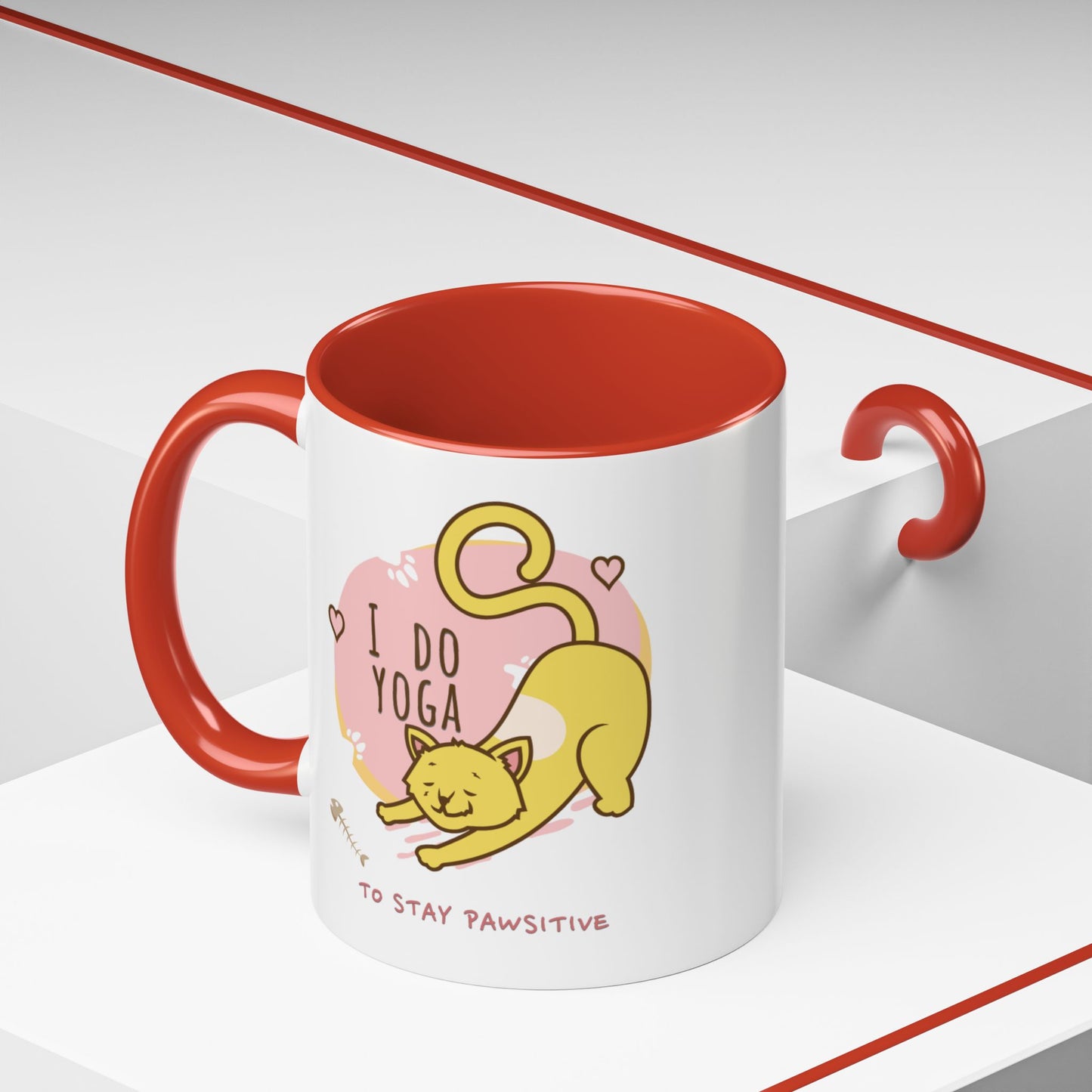 Pawsitive Vibes Coffee Mug - For Cat Lovers, Yoga Enthusiasts, Gift for Friends, Home Decor, Fun Kitchenware