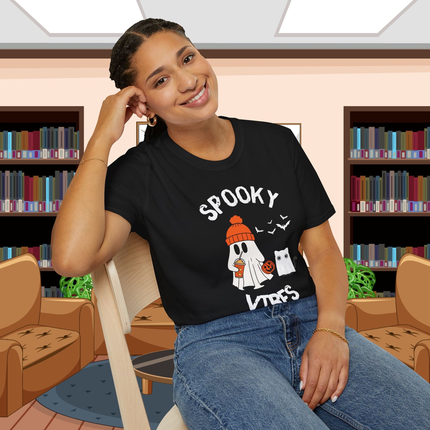 Spooky Vibes Only, Sweet Haunts and Silly Spirits T-Shirt, Halloween T-Shirt, Cute Ghost Tee, Fall Fashion, Cozy Halloween Shirt