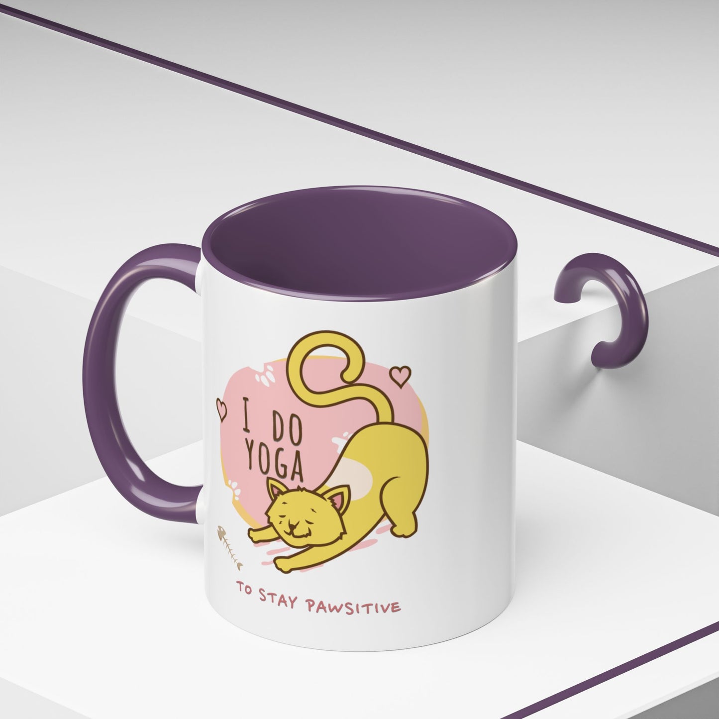 Pawsitive Vibes Coffee Mug - For Cat Lovers, Yoga Enthusiasts, Gift for Friends, Home Decor, Fun Kitchenware