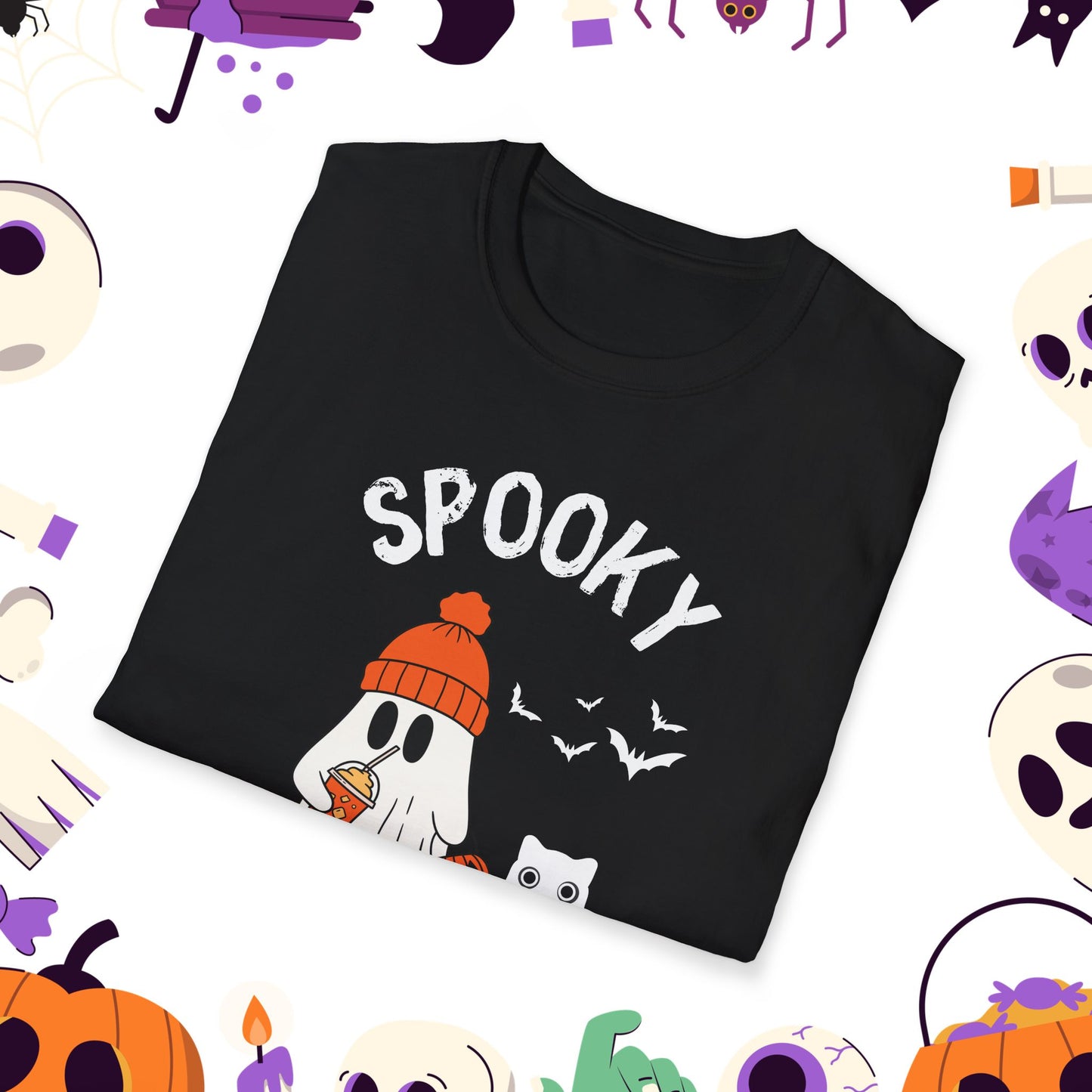 Spooky Vibes Only, Sweet Haunts and Silly Spirits T-Shirt, Halloween T-Shirt, Cute Ghost Tee, Fall Fashion, Cozy Halloween Shirt
