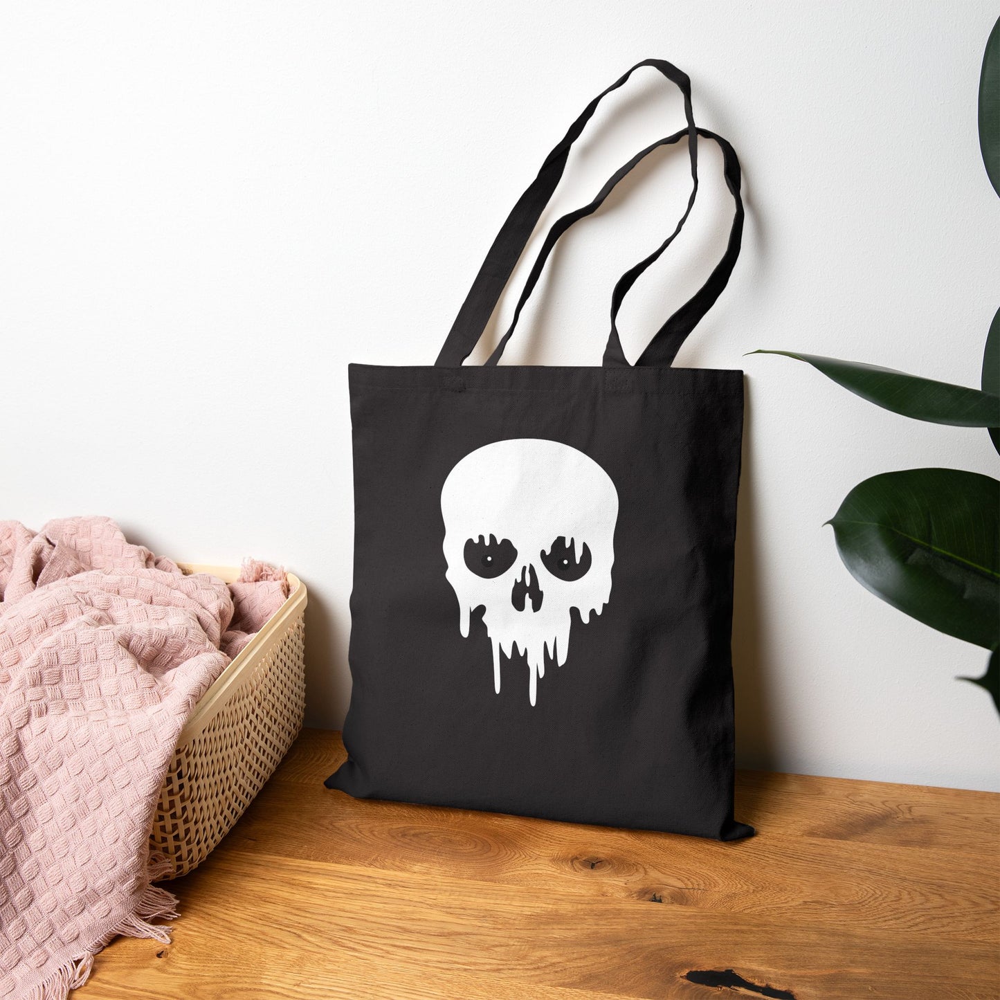 Don't Blink: The Haunted Halloween Skull Canvas Tote Bag | Halloween, Horror Gear, Trick or Treat, Gift Bag, Horror Decor