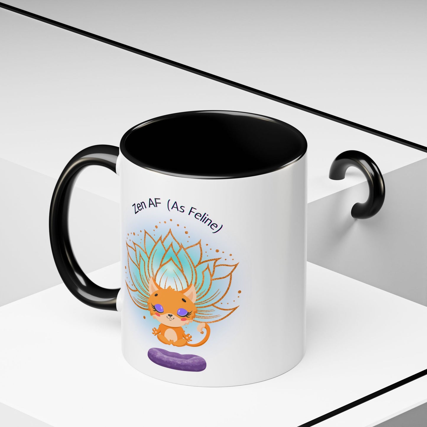 Zen AF (As Feline) Coffee Mug - Cute Cat Mug, Relaxation Gift for Cat Lovers, Tea Lover Gift, Yoga Mug, Pet Themed Mug