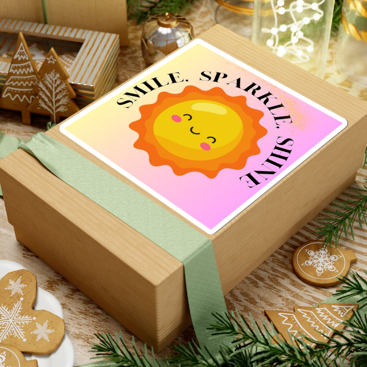 Smile Sparkle Shine Kiss-Cut Stickers - Cute Sun Design for Cheerful Personalization
