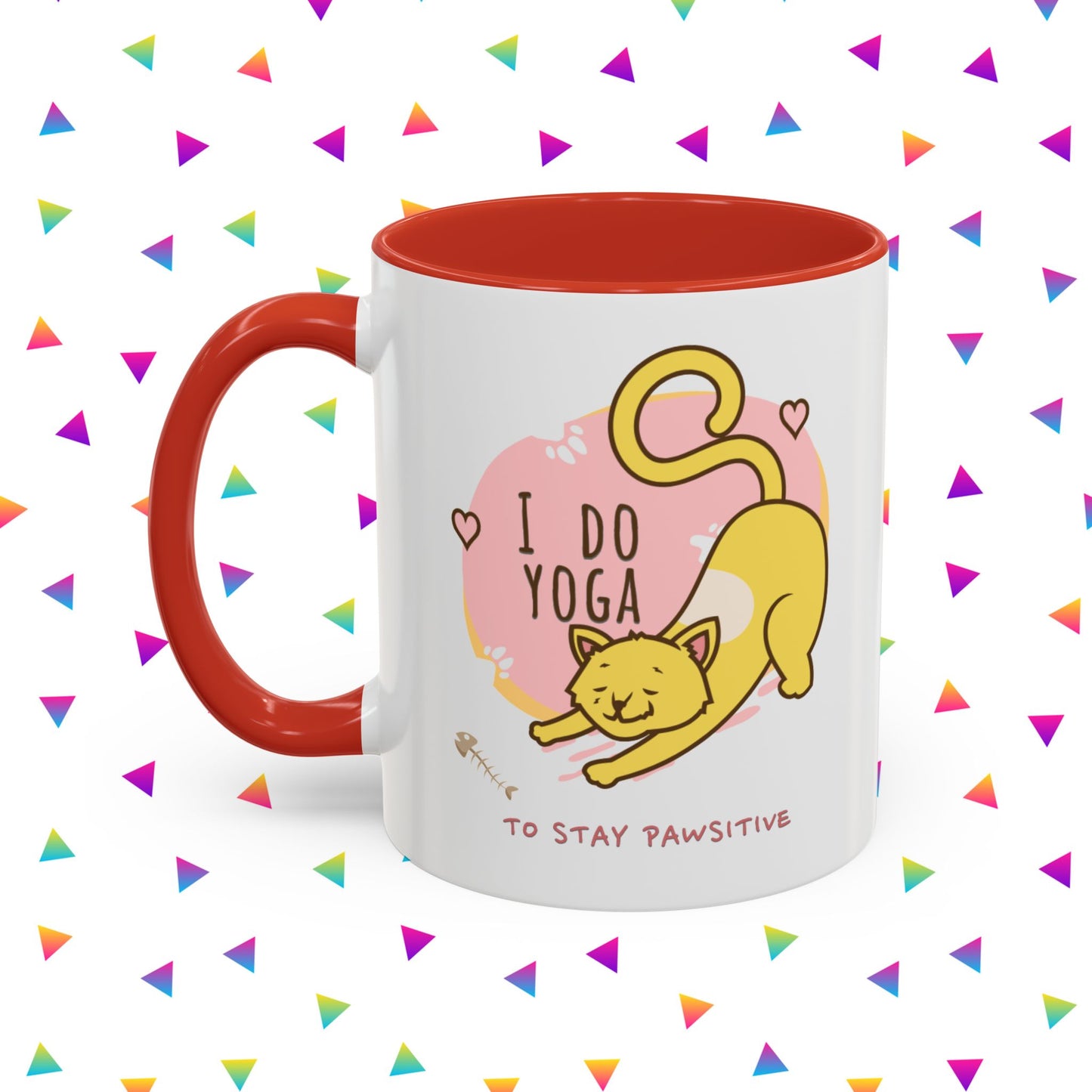 Pawsitive Vibes Coffee Mug - For Cat Lovers, Yoga Enthusiasts, Gift for Friends, Home Decor, Fun Kitchenware