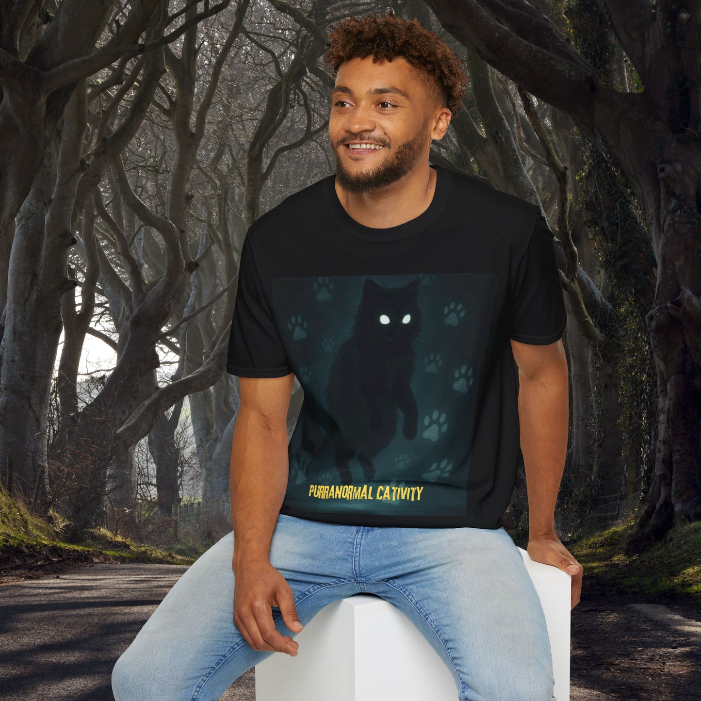 Purranormal Cativity T-Shirt, Unisex Halloween Tee, Cute Cat Shirt, Spooky Gift, Fall Fashion