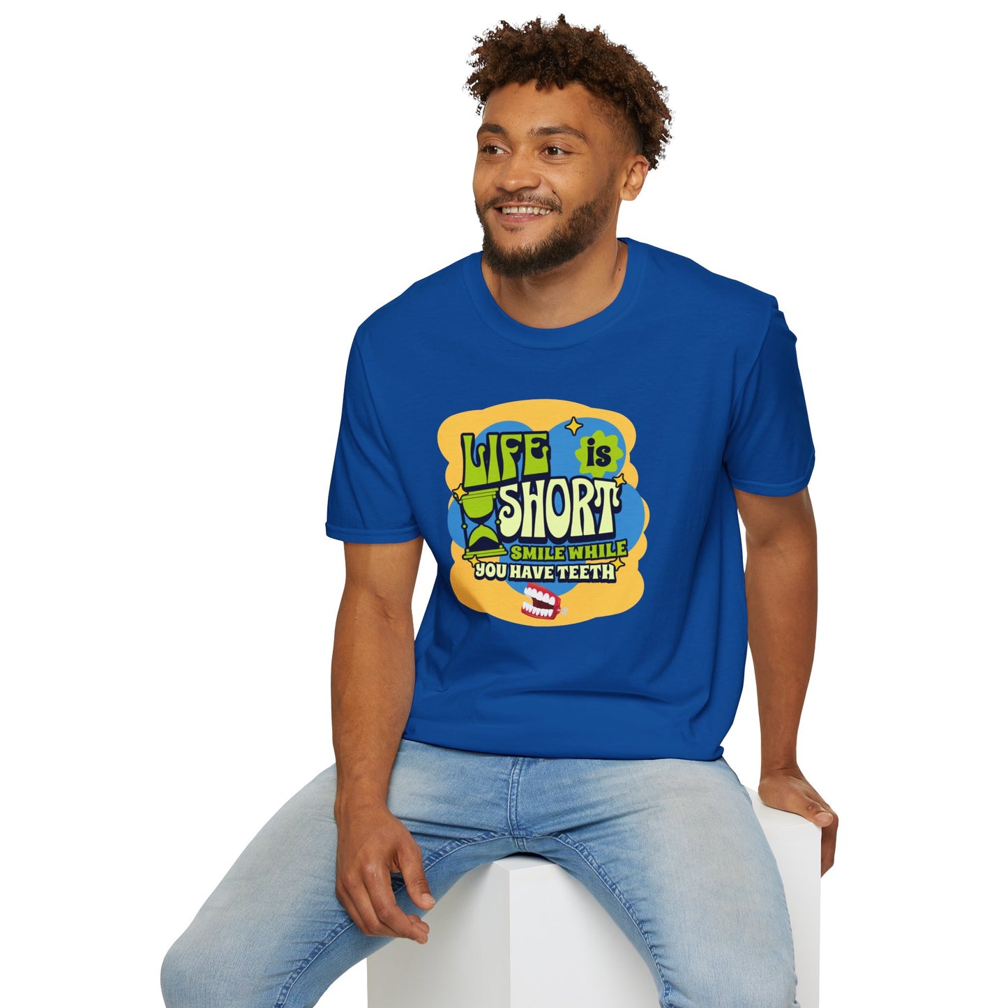 "Life is Short, Smile While You Have Teeth" - Unisex Softstyle T-Shirt - Fun Graphic Tee
