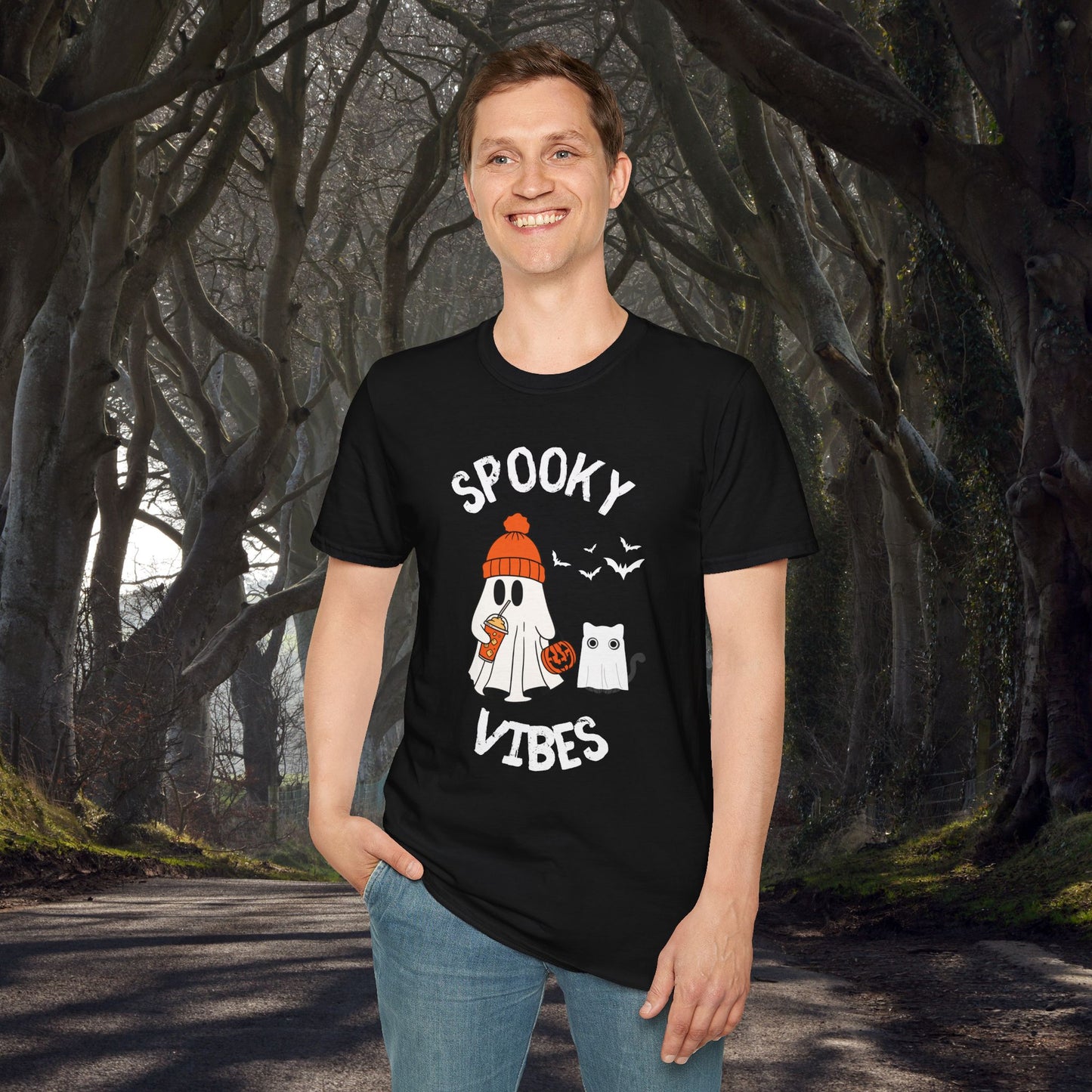 Spooky Vibes Only, Sweet Haunts and Silly Spirits T-Shirt, Halloween T-Shirt, Cute Ghost Tee, Fall Fashion, Cozy Halloween Shirt
