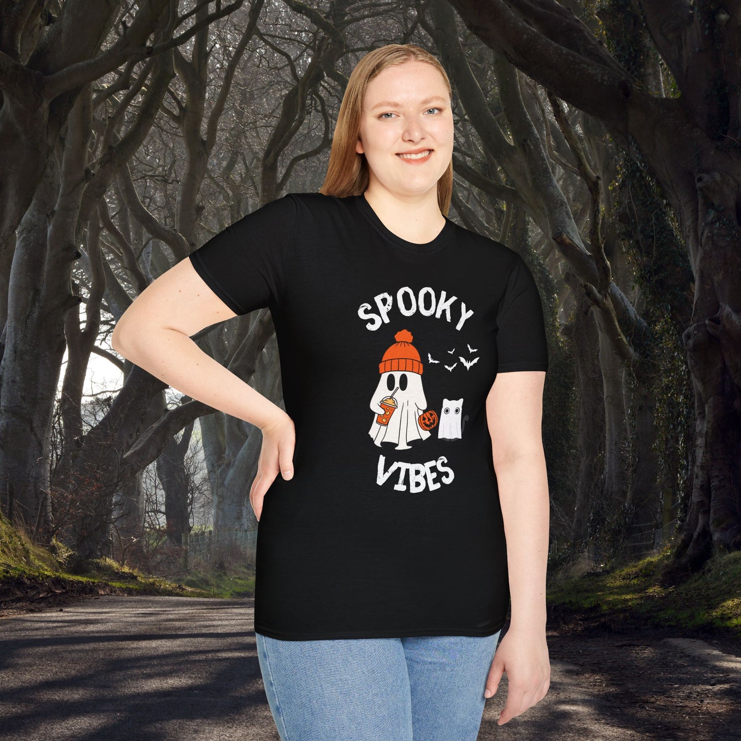 Spooky Vibes Only, Sweet Haunts and Silly Spirits T-Shirt, Halloween T-Shirt, Cute Ghost Tee, Fall Fashion, Cozy Halloween Shirt