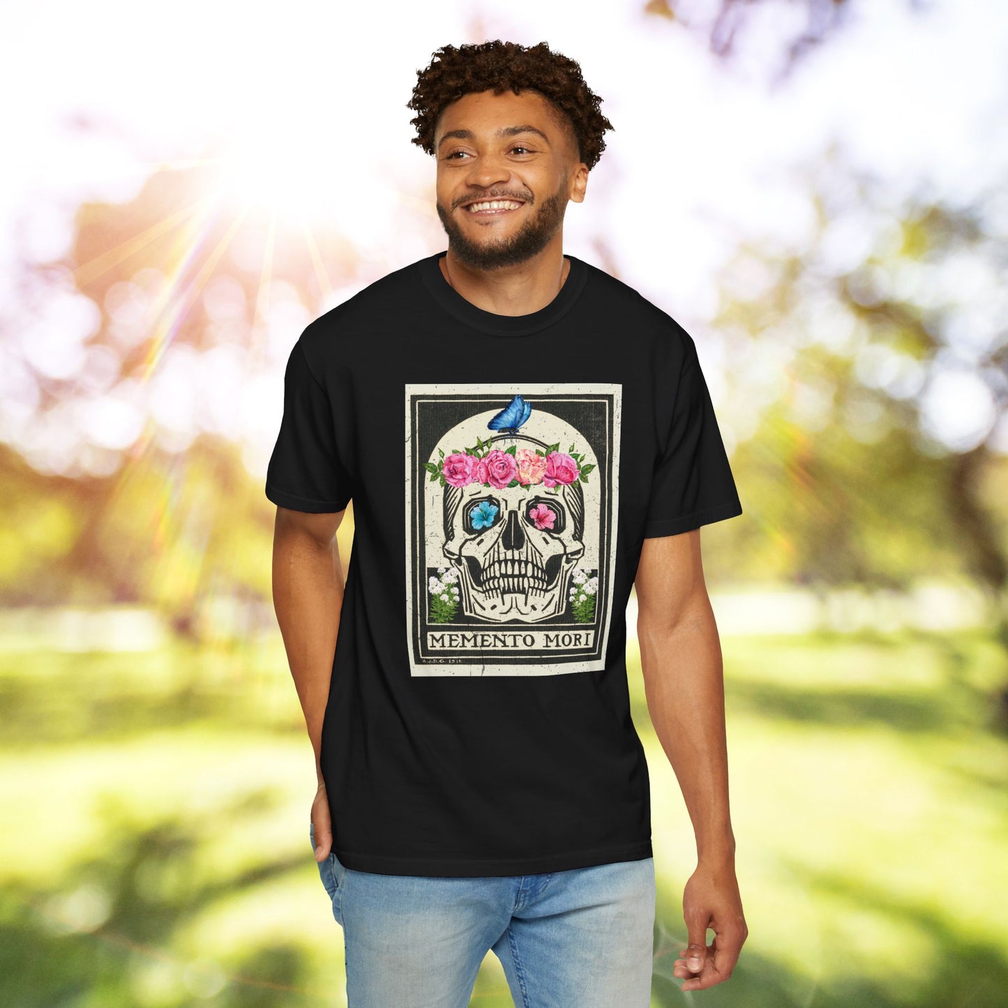 Memento Mori T-Shirt, Floral Skull Tee, Unisex Graphic Shirt, Vintage Aesthetic Apparel, Perfect for Halloween & Celebrations