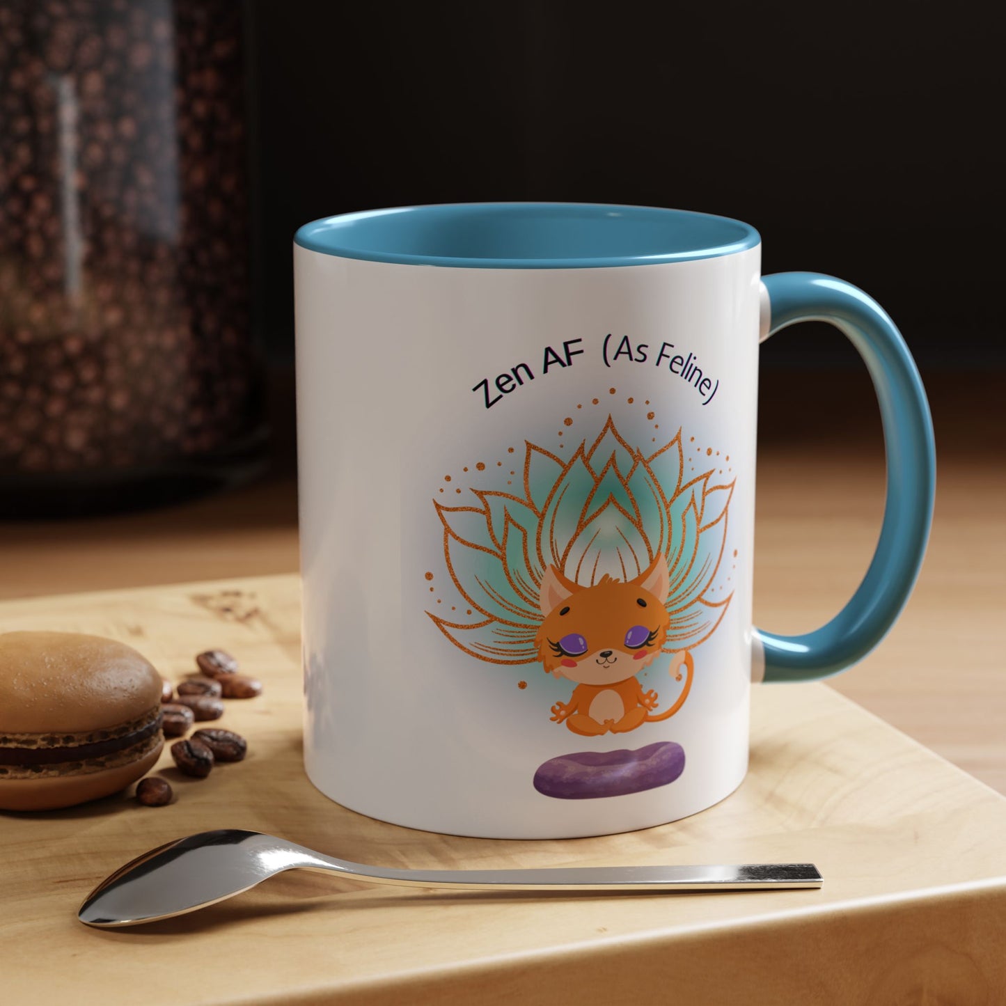 Zen AF (As Feline) Coffee Mug - Cute Cat Mug, Relaxation Gift for Cat Lovers, Tea Lover Gift, Yoga Mug, Pet Themed Mug