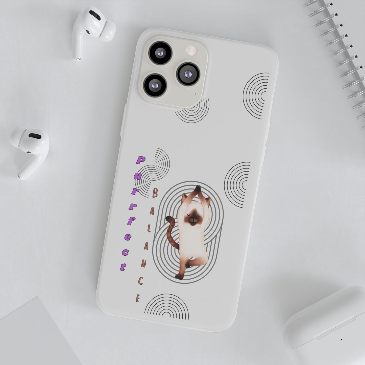 Cat Balance Phone Case, Cute Pet Lover Gift, Flexible Mobile Cover, Animal Art Accessories, Unique Phone Protector