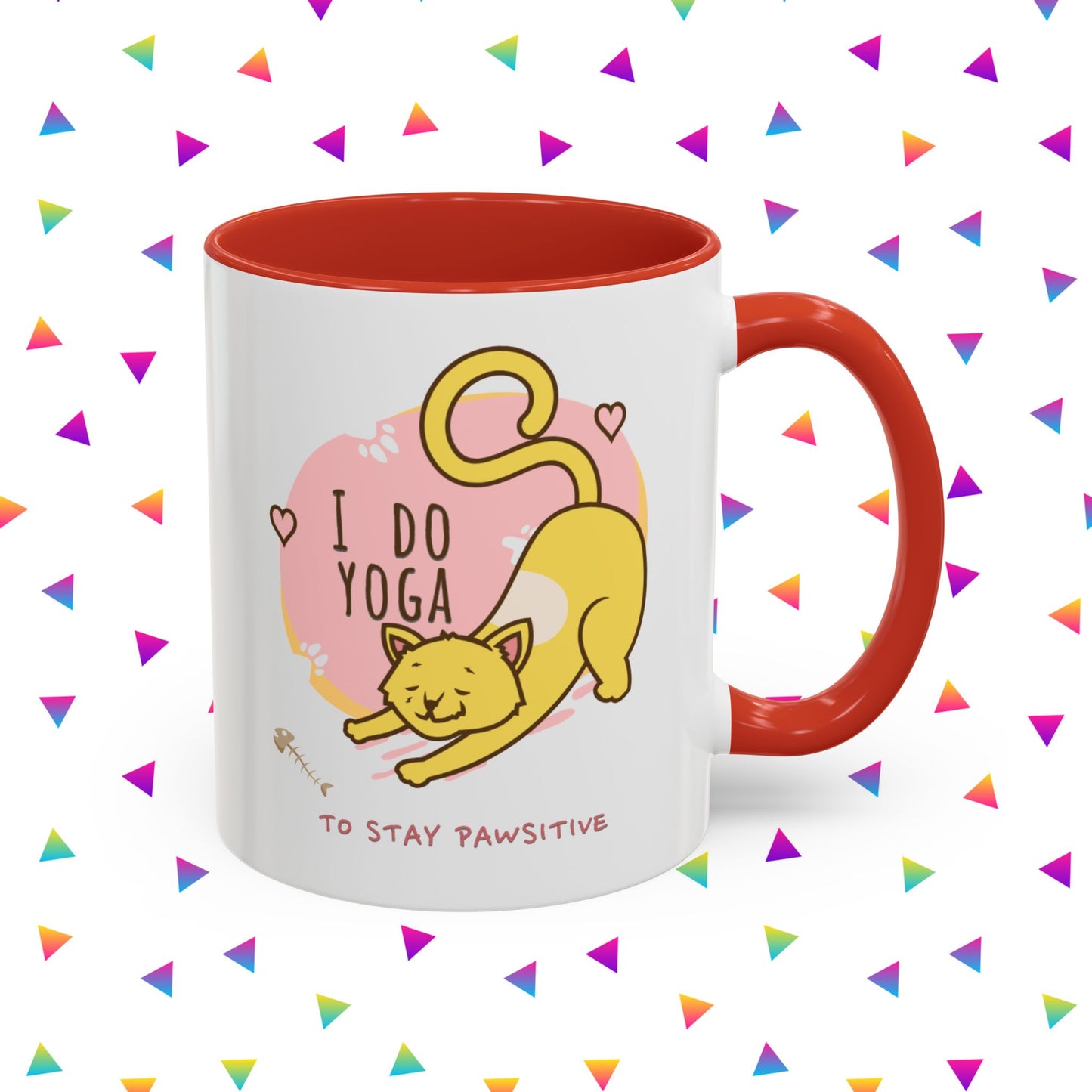 Pawsitive Vibes Coffee Mug - For Cat Lovers, Yoga Enthusiasts, Gift for Friends, Home Decor, Fun Kitchenware