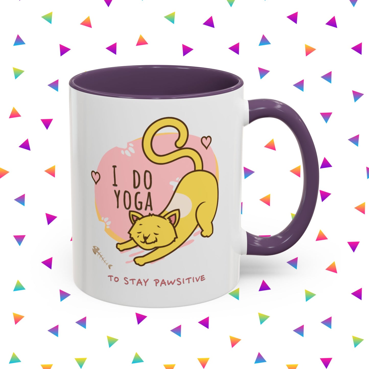 Pawsitive Vibes Coffee Mug - For Cat Lovers, Yoga Enthusiasts, Gift for Friends, Home Decor, Fun Kitchenware