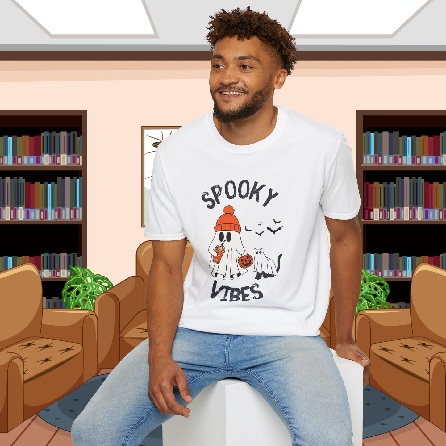 Spooky Vibes Only, Sweet Haunts and Silly Spirits T-Shirt, Halloween T-Shirt, Cute Ghost Tee, Fall Fashion, Cozy Halloween Shirt
