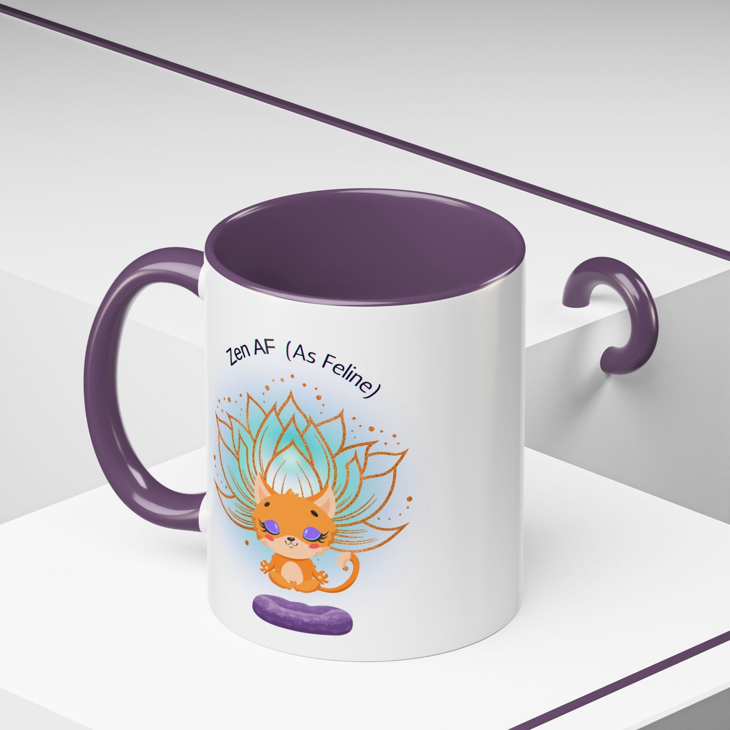 Zen AF (As Feline) Coffee Mug - Cute Cat Mug, Relaxation Gift for Cat Lovers, Tea Lover Gift, Yoga Mug, Pet Themed Mug