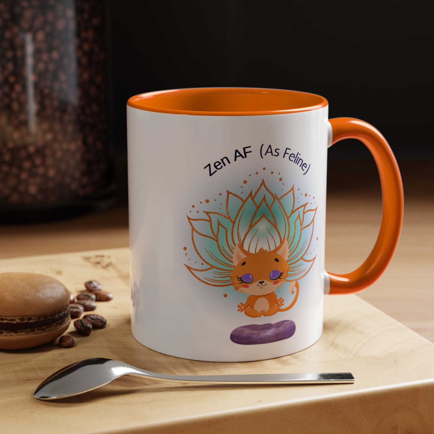 Zen AF (As Feline) Coffee Mug - Cute Cat Mug, Relaxation Gift for Cat Lovers, Tea Lover Gift, Yoga Mug, Pet Themed Mug