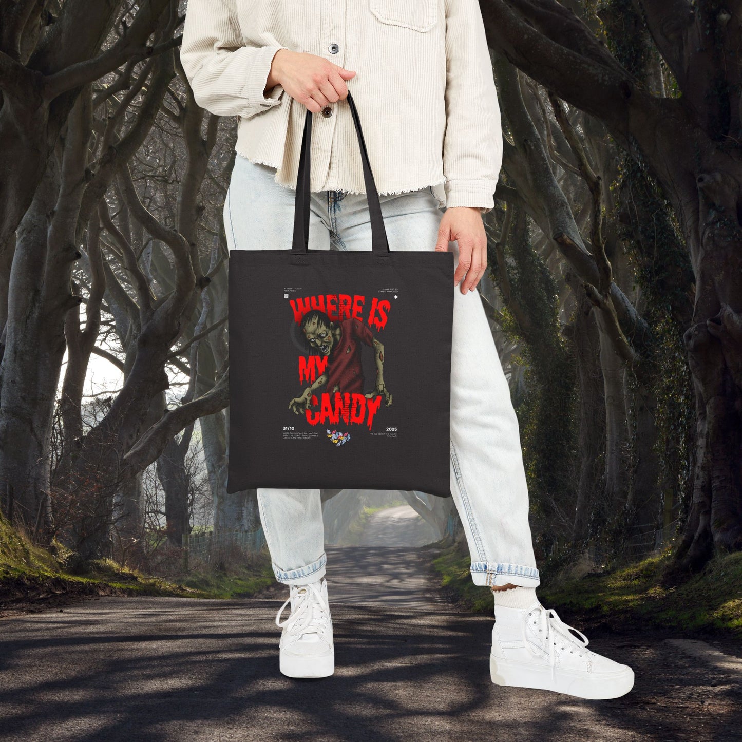 Where Is My Candy Halloween Tote Bag, Spooky Gift, Trick or Treat Bag, Eco-Friendly Shopping Bag, Halloween Decor