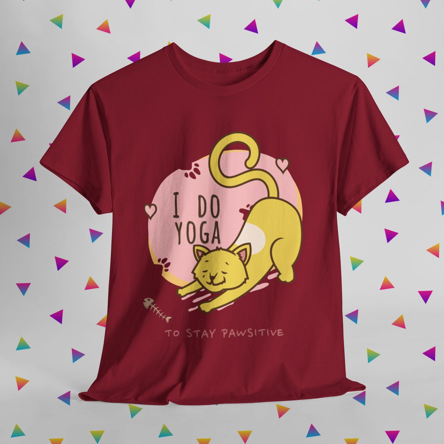 Cat Yoga Graphic Tee, Funny Cat Lover Shirt, Cute Pet Owner Gift, Relaxation Apparel, Stay Pawsitive Tees
