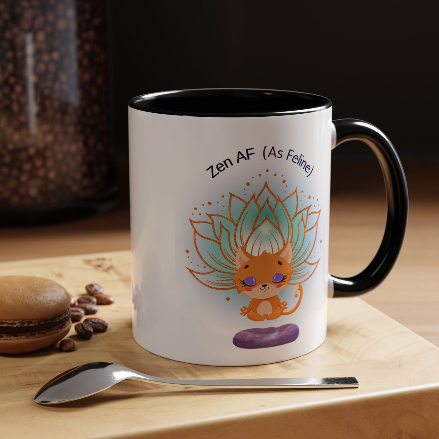 Zen AF (As Feline) Coffee Mug - Cute Cat Mug, Relaxation Gift for Cat Lovers, Tea Lover Gift, Yoga Mug, Pet Themed Mug