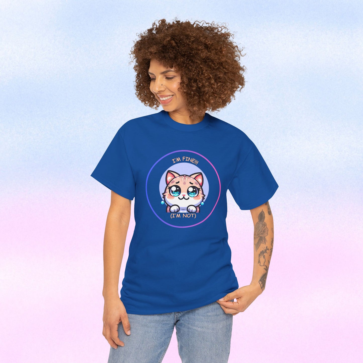 I'm Fine (I'm Not) — Cute Kawaii Cat Meltdown Emote Graphic T-Shirt