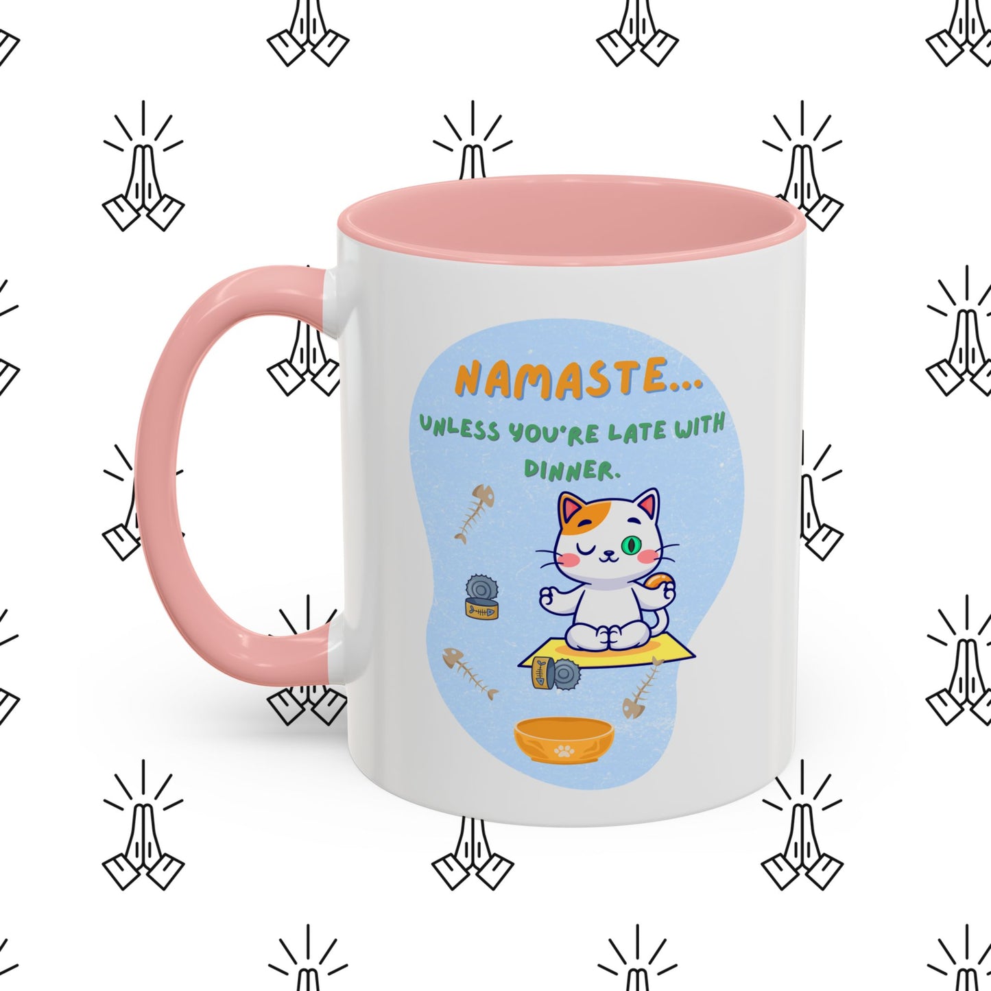 Namaste Cat Accent Coffee Mug | Cute Cat Mug, Coffee Cup Gift, Yoga Lover's Mug, Cat Lover Gift, Stylish Drinkware