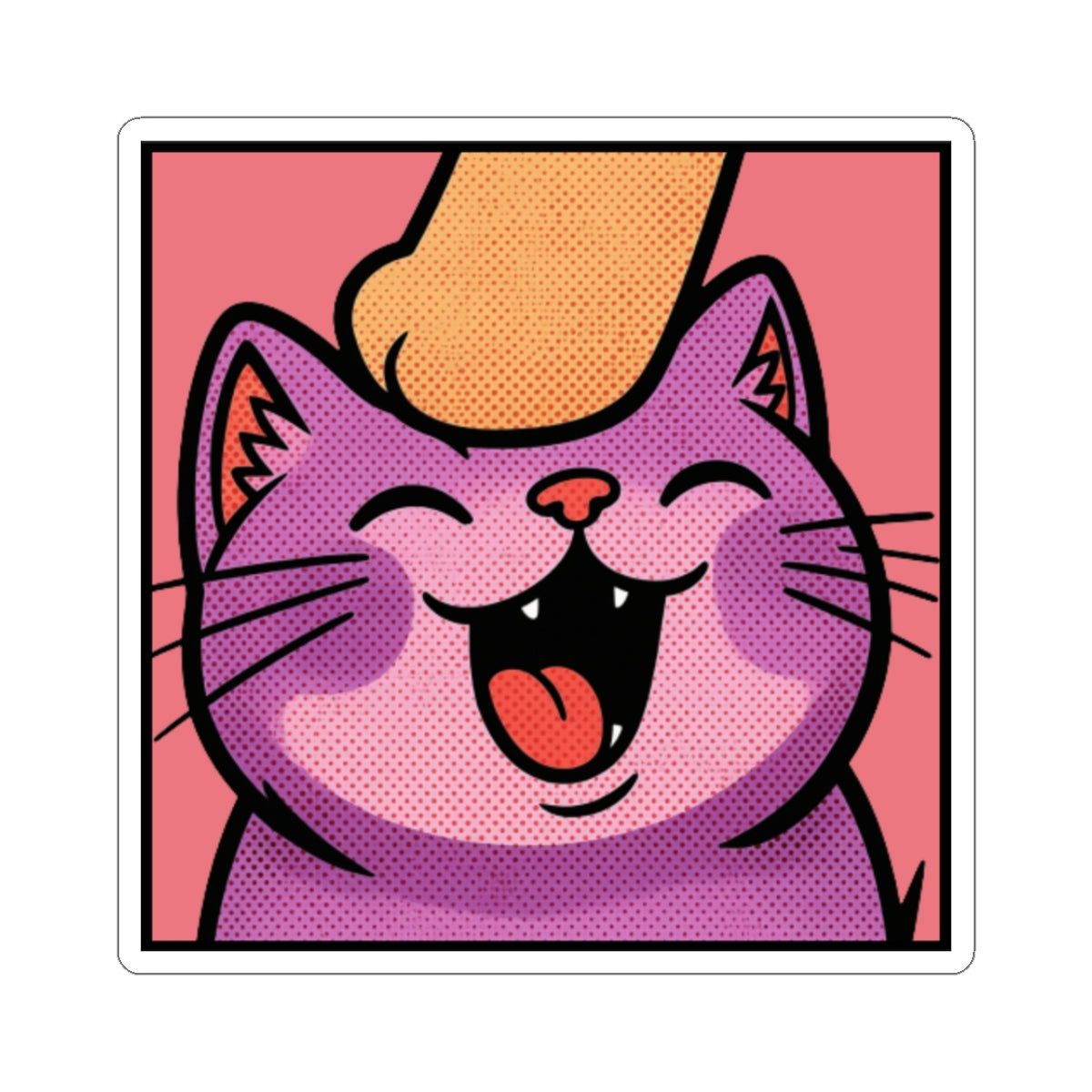 Twitch Emote "Pet Me, Purrfectly Happy!" Cute Cat Kiss-Cut Sticker