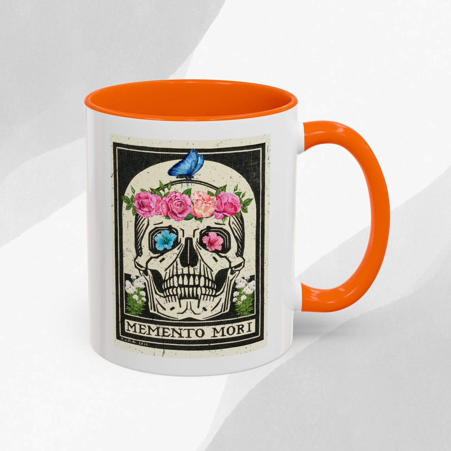 Memento Mori Coffee Mug, Floral Skull Mug, Gothic Gift, Day of the Dead Decor, Vintage Style Drinkware, Unique Kitchenware