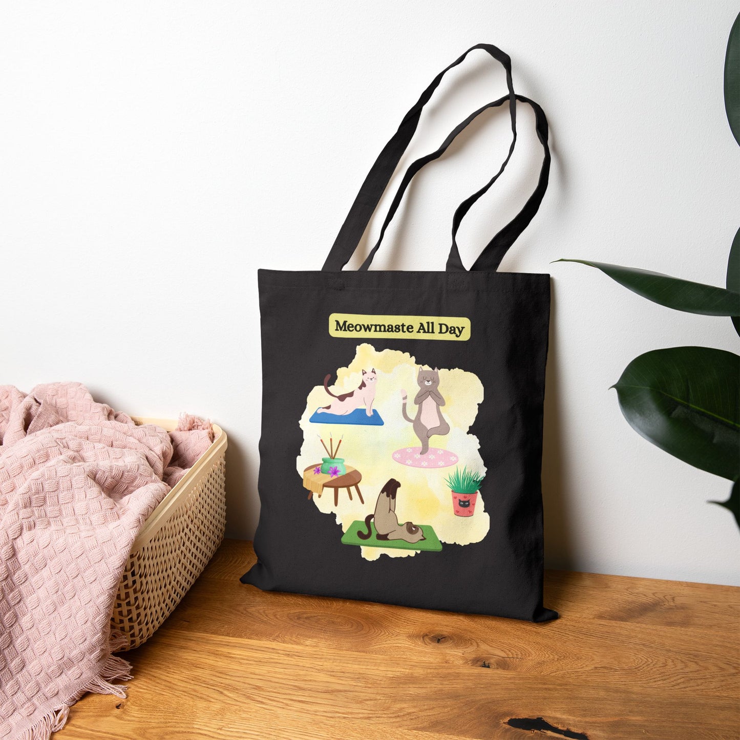 Cat Lover's Canvas Tote Bag - Meowmaste All Day, Eco-Friendly Shopping Bag, Gift for Cat Owners, Cute Pet Lover Tote, Fun Everyday Bag