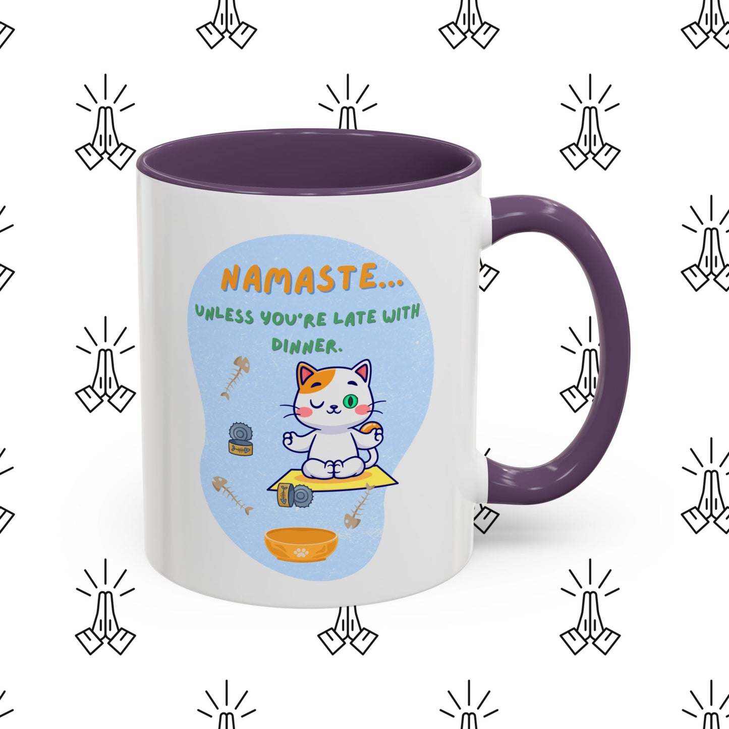 Namaste Cat Accent Coffee Mug | Cute Cat Mug, Coffee Cup Gift, Yoga Lover's Mug, Cat Lover Gift, Stylish Drinkware