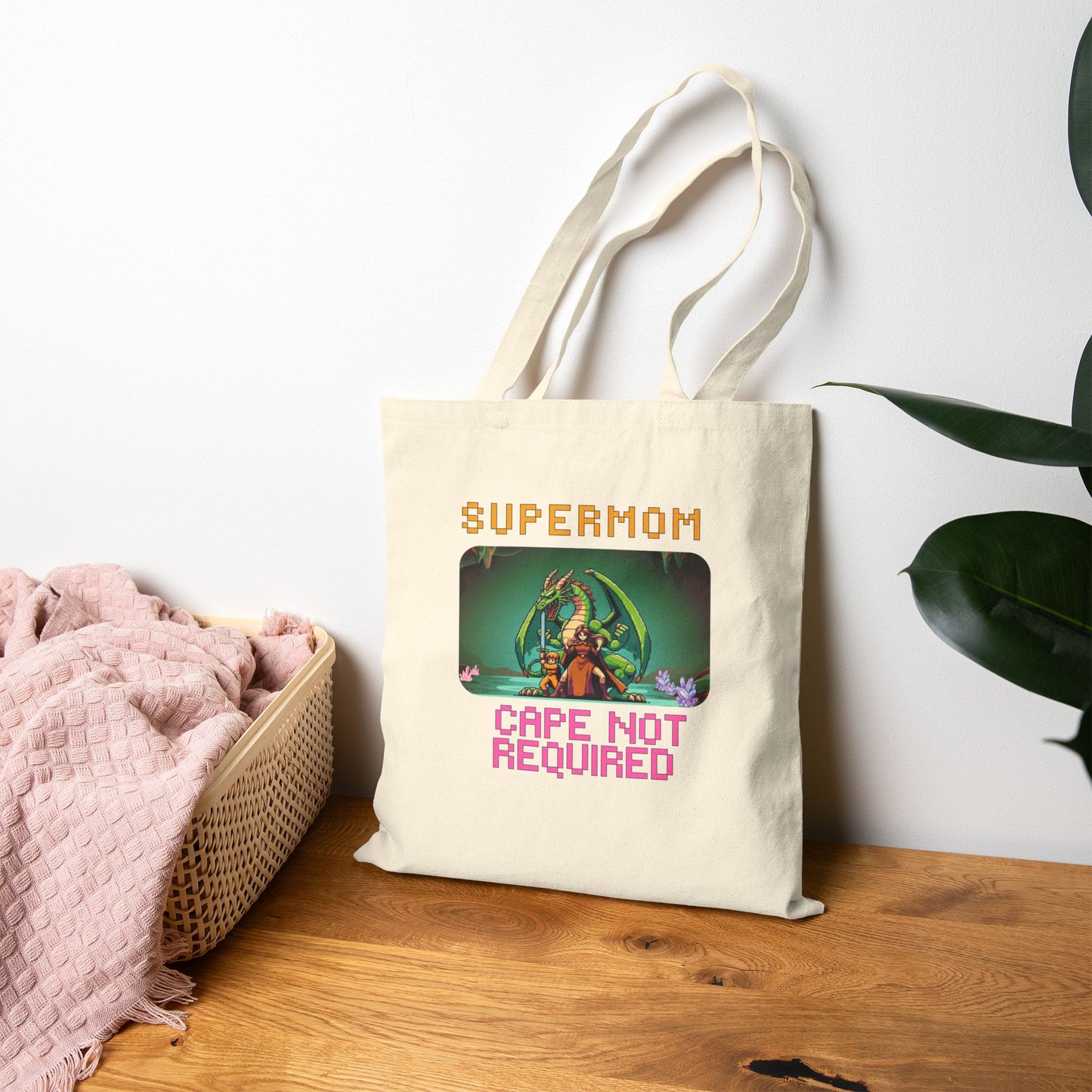 Dungeon Crawling Tote Bag — "Supermom: Cape Not Required" Canvas Market Tote