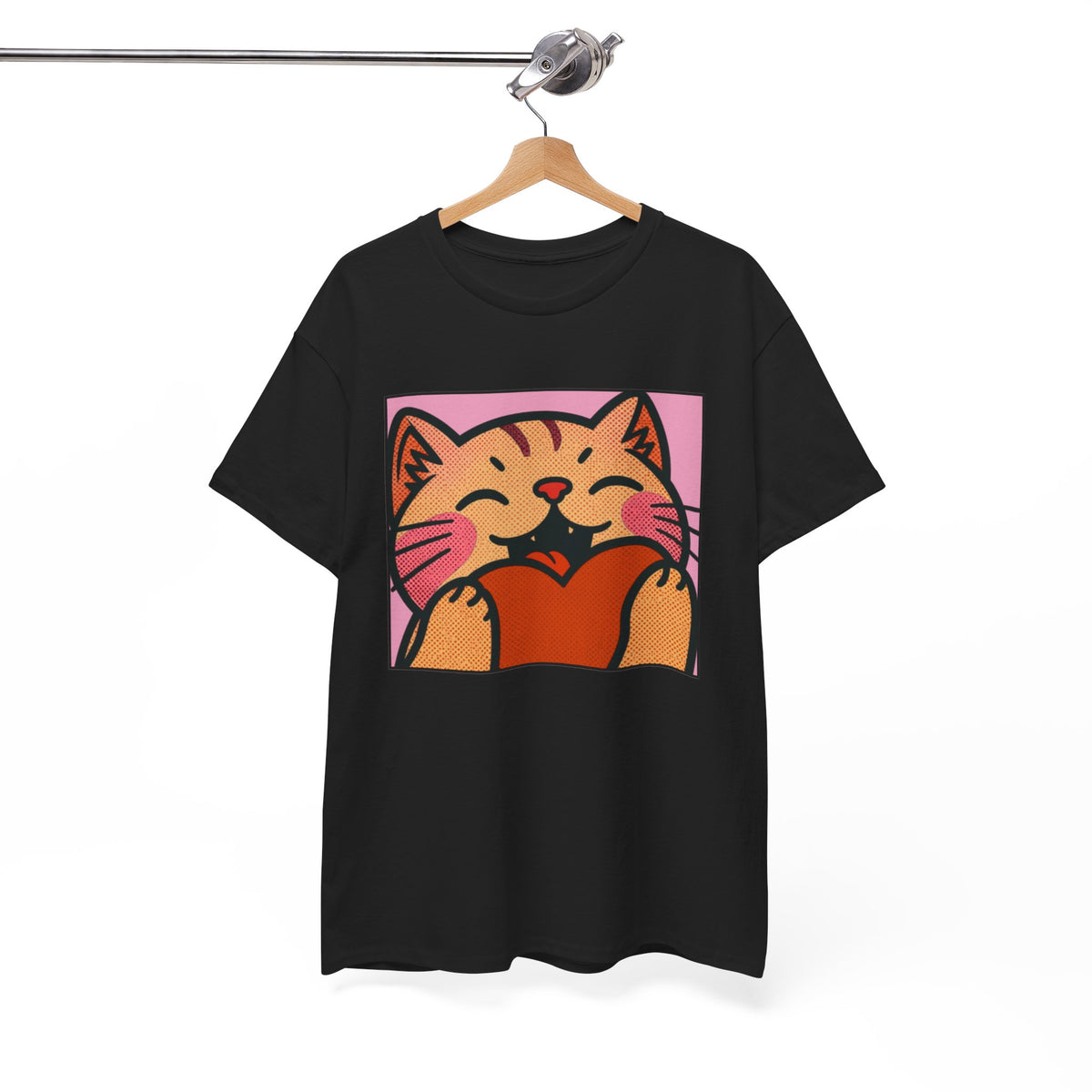 Cute Cat Holding Heart T‑Shirt — Cute Kitty Love Graphic Tee