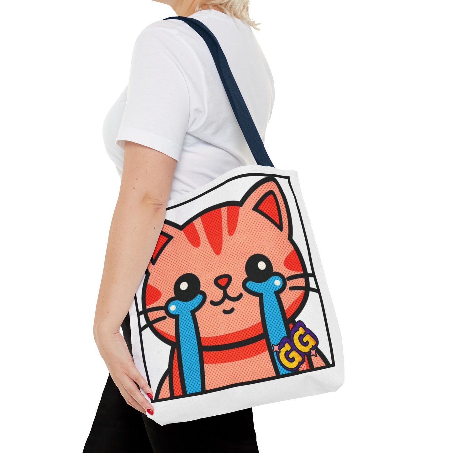 Good Game Tears of Joy - Cute Crying Cat Tote Bag – Kawaii Pop Art Cat Emote GG