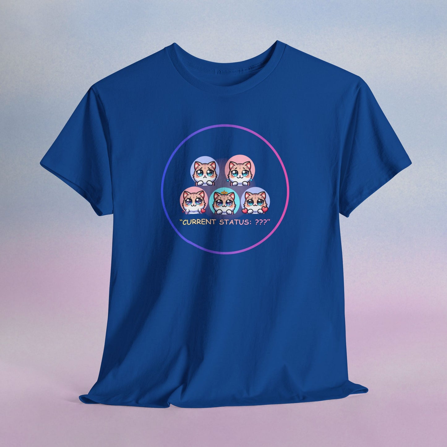 Cat Mood Tee — "Current Status: ???" Cute Kawaii Cat Faces T-Shirt