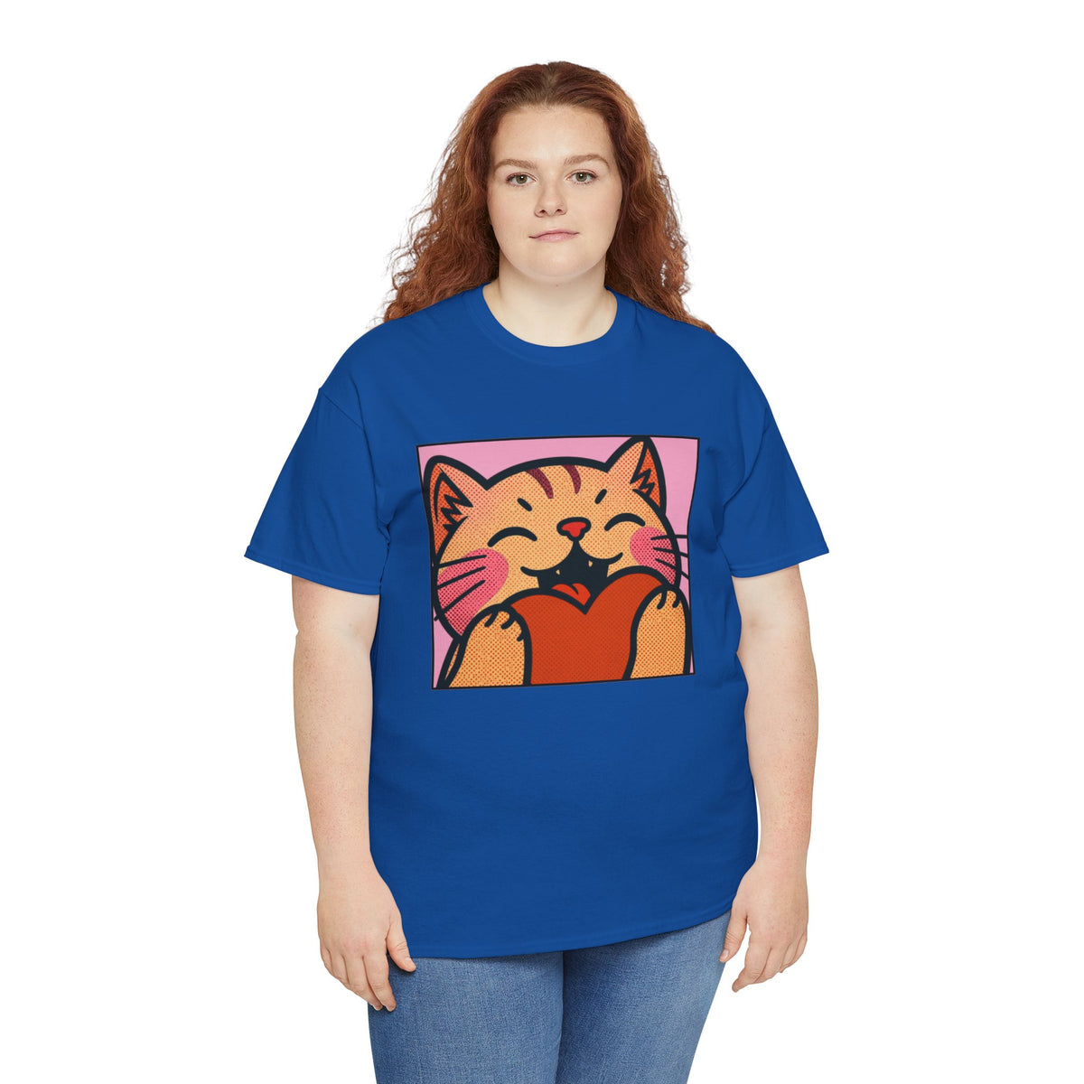 Cute Cat Holding Heart T‑Shirt — Cute Kitty Love Graphic Tee