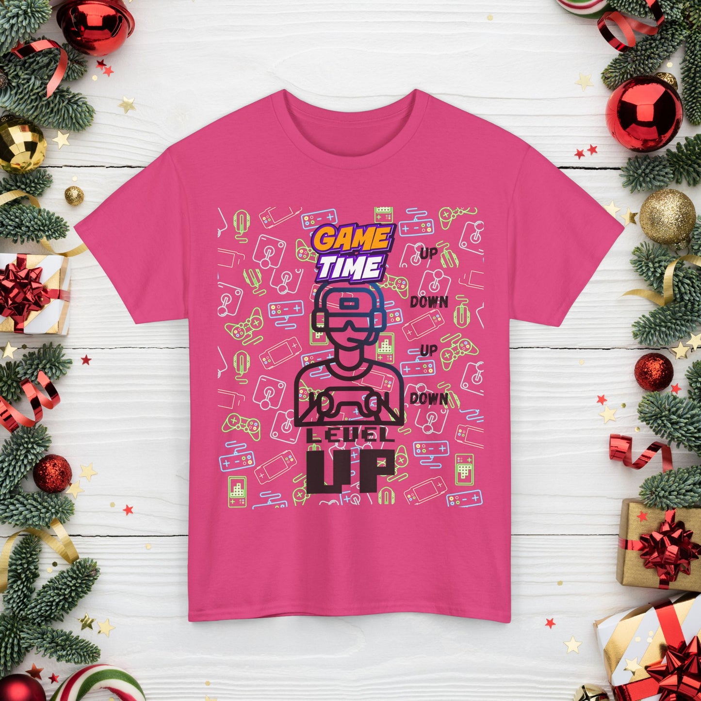 Level Up Gamer T-Shirt — "Game Time" Retro Pixel Video Game Tee