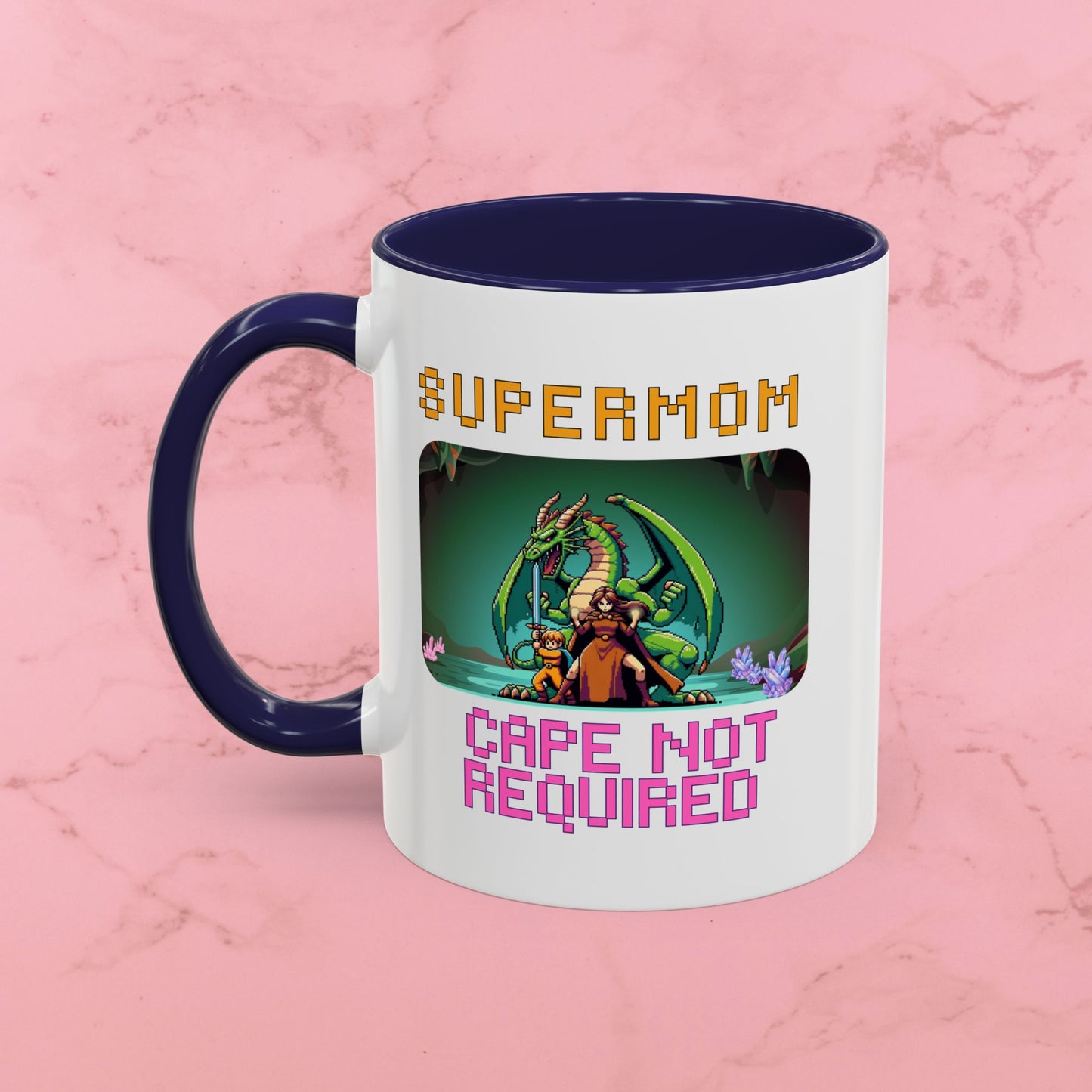 Dungeon Crawling Coffee Mug — "Supermom: Cape Not Required" Accent Mug (11/15oz)