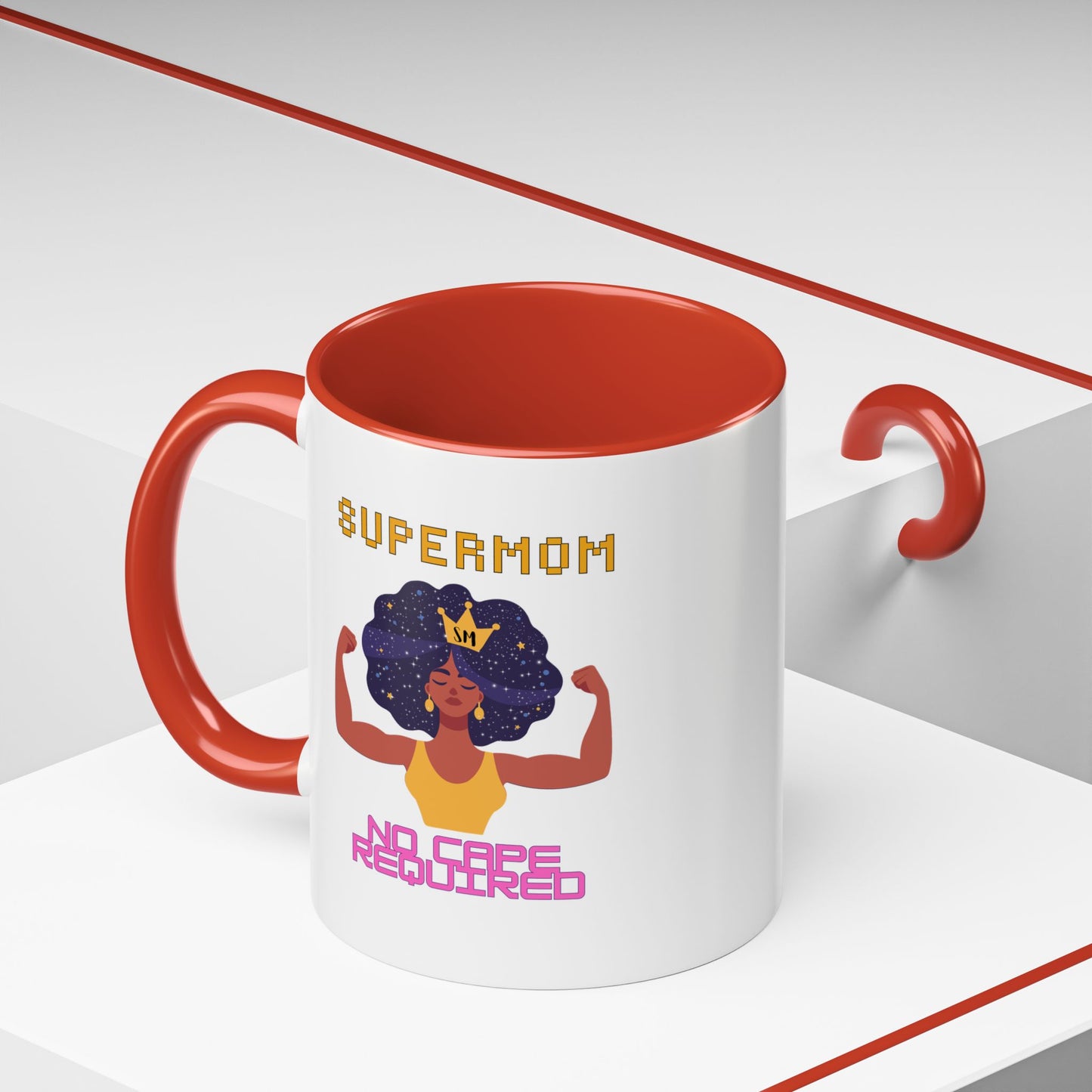 Accent Coffee Mug — "Supermom: No Cape Required" Empowerment Coffee Mug