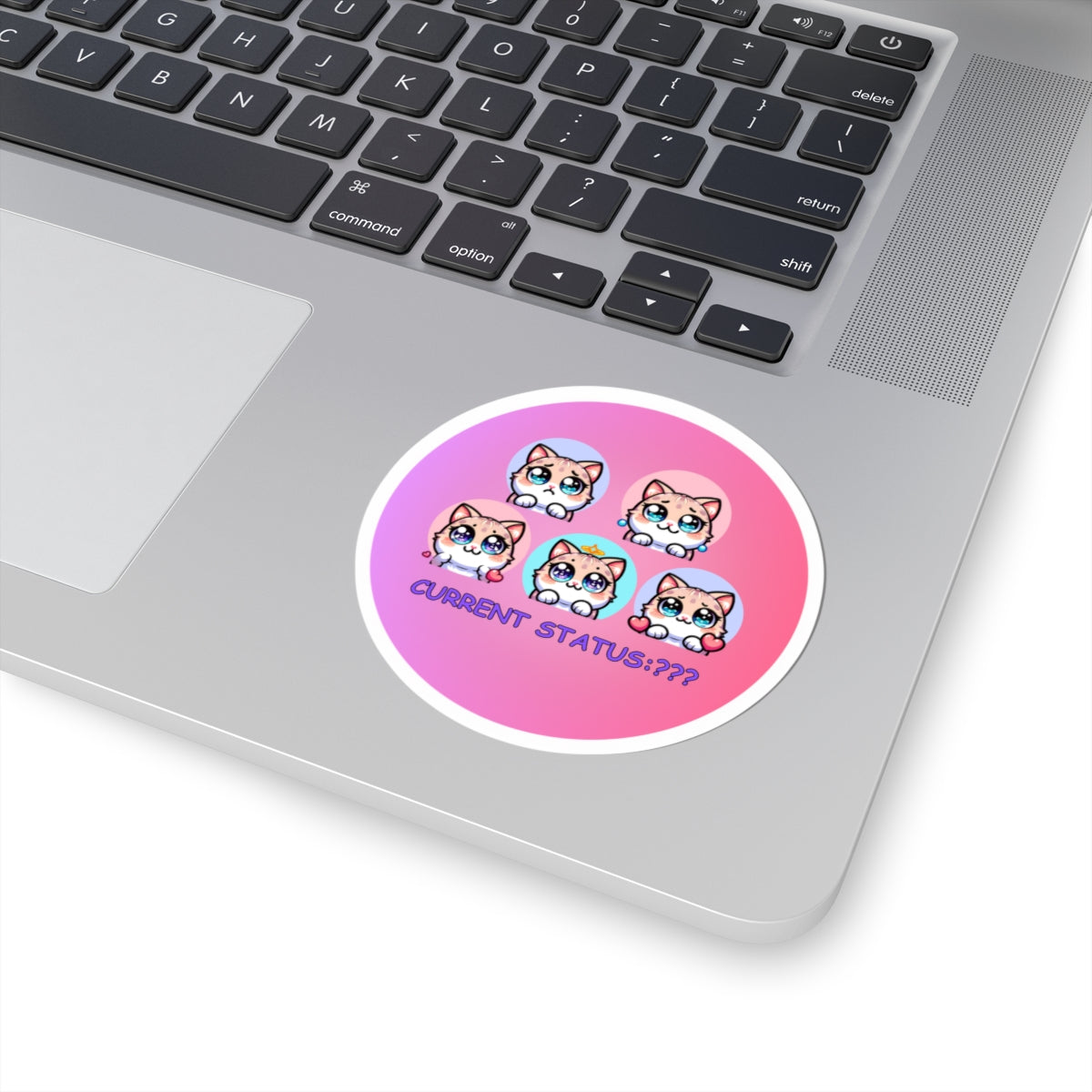 Kawaii Cat Mood Stickers — 'Current Status: ???' Kiss-Cut Sticker