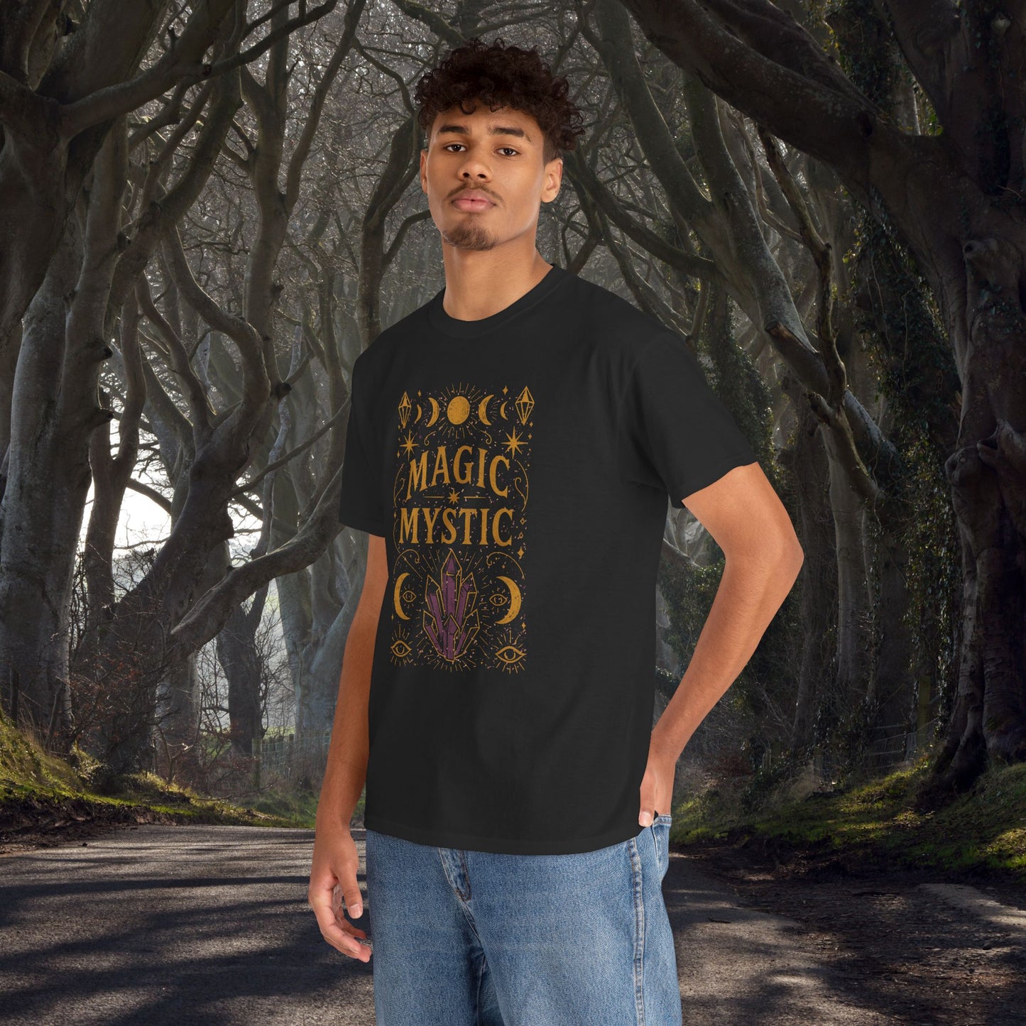 Mystic Magic Tee - Witchy/Occult Aesthetic, Unisex Heavy Cotton T-Shirt for Mystics, Witchcraft, Occult, Yoga, Bohemian Style