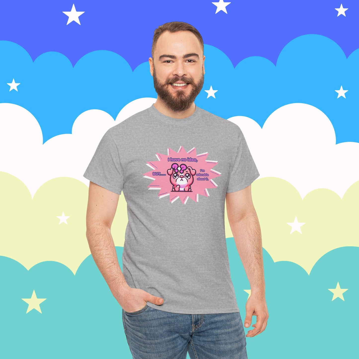 Confused Pink Bulldog Tee — "I Have No Idea, But... I'm Adorable About It."