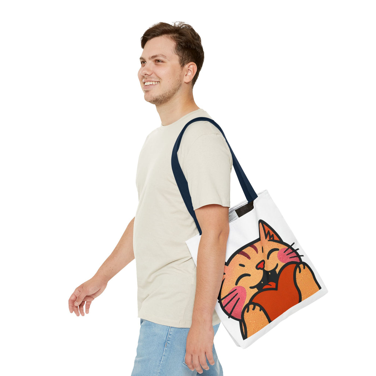 Heart, Hug, Happiness, Love Tote Bag – Happy Cat Twitch Emote