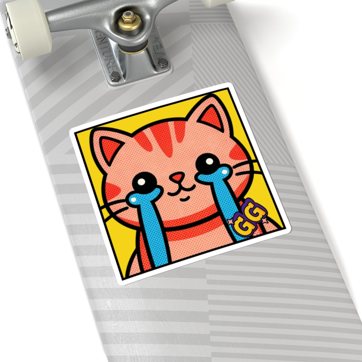 Good Game Tears of Joy Crying Cat Sticker — Cute Gamers Emote Kiss-Cut Decal