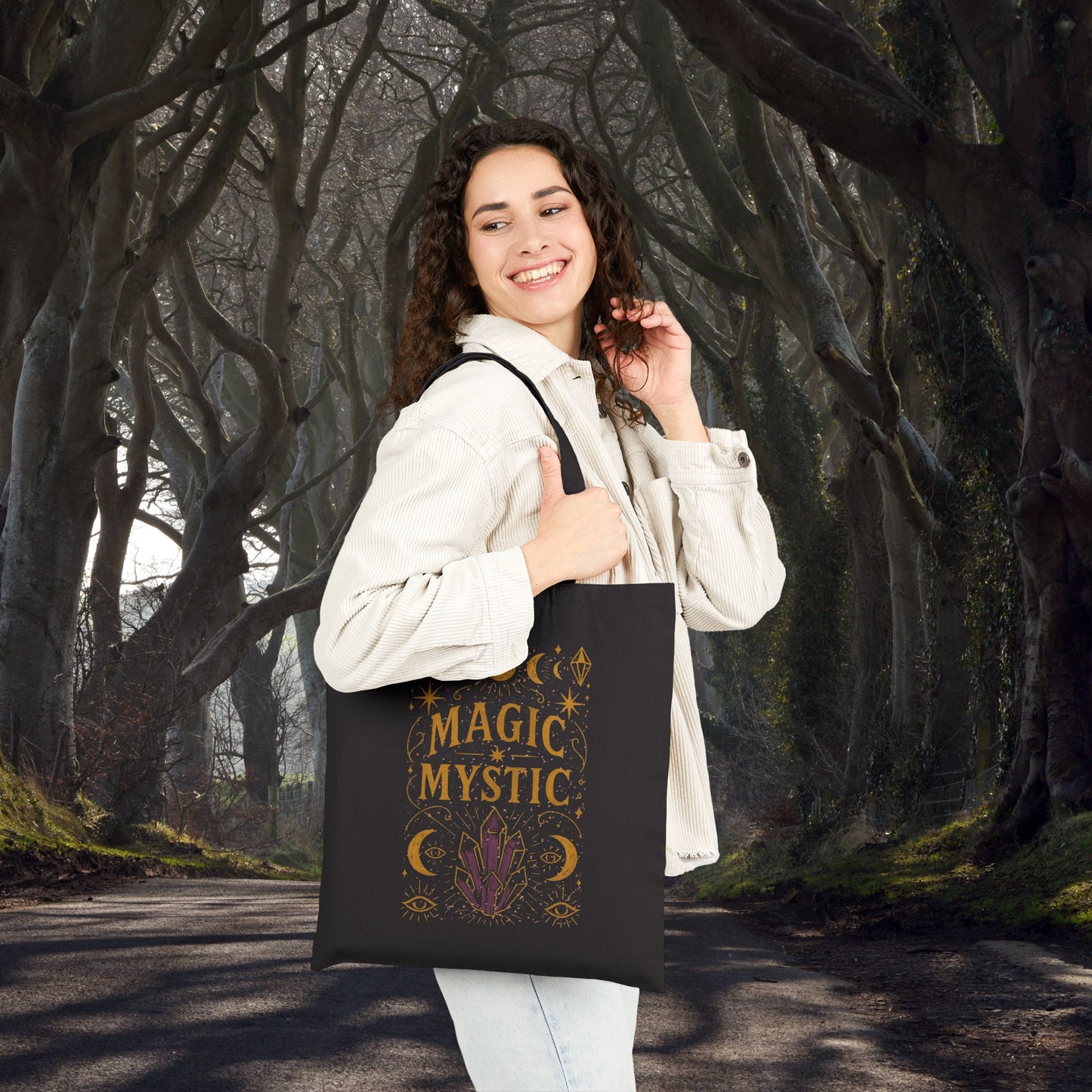 Mystical Magic Cotton Canvas Tote Bag - Witchy/Occult Aesthetic - Perfect for Halloween, Eco-Friendly, Gift for Witches, Market Bag, Shopping Tote, Witchy Vibes